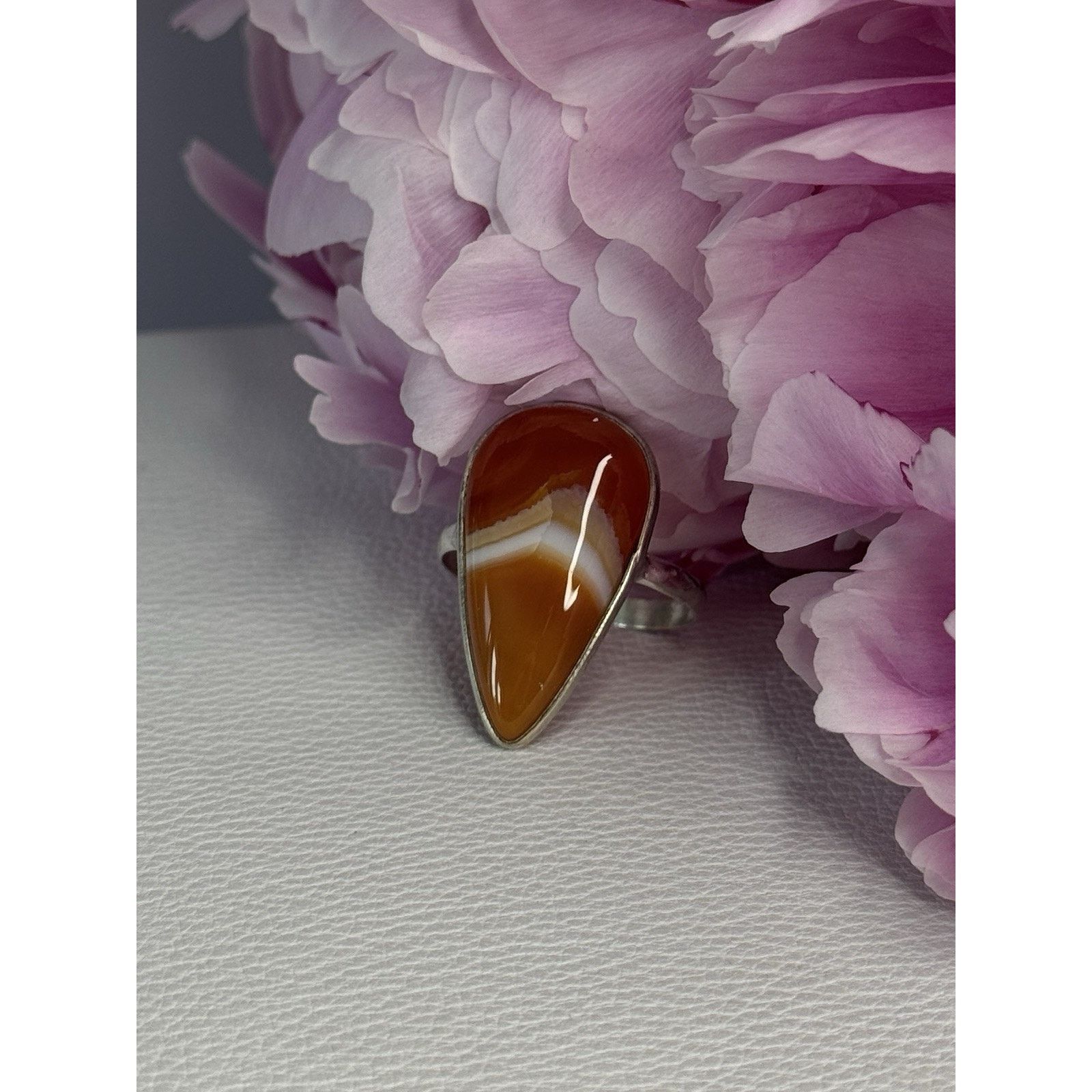 Jewelry 925 STERLING SILVER AGATE RING SIZE 7.5 Size ONE SIZE - 4 Thumbnail