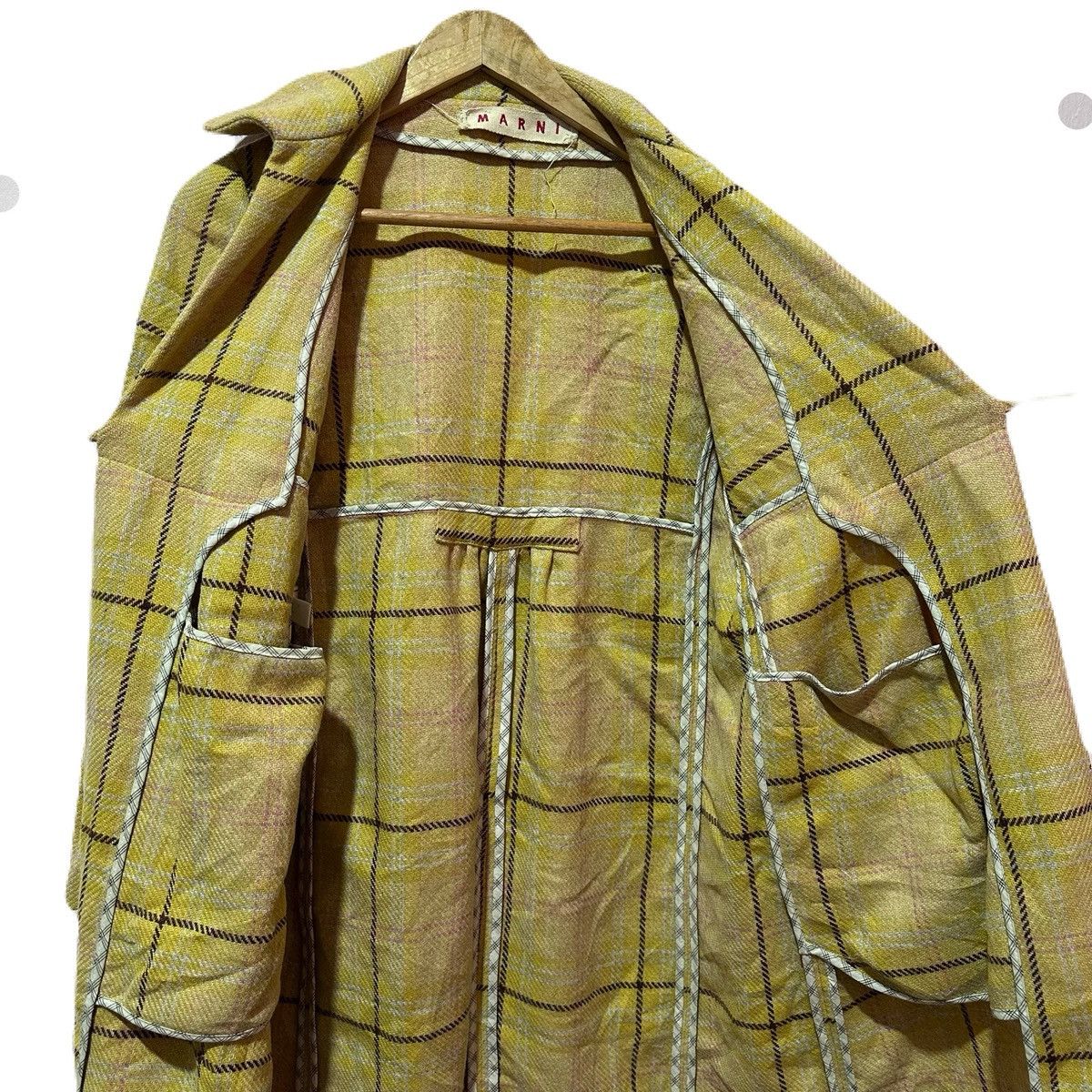 Marni MARNI Vintage Wool Check Coat Dress Italy 2000s Outerwear Size S / US 4 / IT 40 - 4 Thumbnail