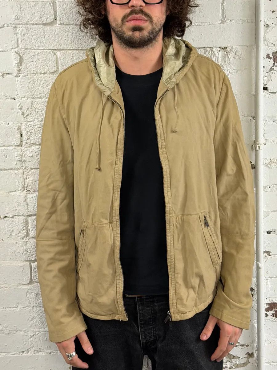 Emporio Armani SS2009 Emporio Armani Beige Lamb Leather Hooded Jacket Size US M / EU 48-50 / 2 - 2 Thumbnail