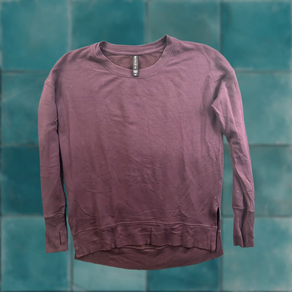 Athleta Athleta Sweatshirt Womens MT Tall Purple Fleece Pullover Crewneck Thumbholes Size M / US 6-8 / IT 42-44 - 1 Thumbnail