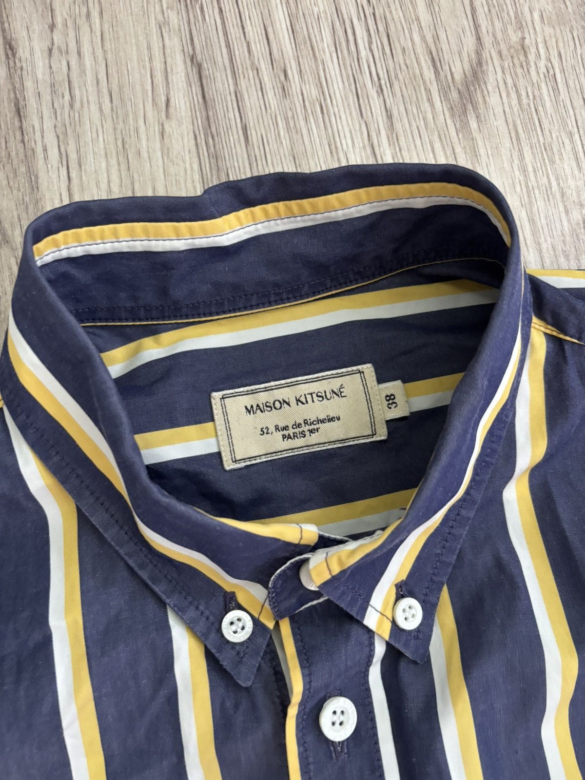 Maison Kitsune Maison Kitsuné Men’s Striped Shirt Size 38 Cotton Fox Logo Size US S / EU 44-46 / 1 - 2 Thumbnail
