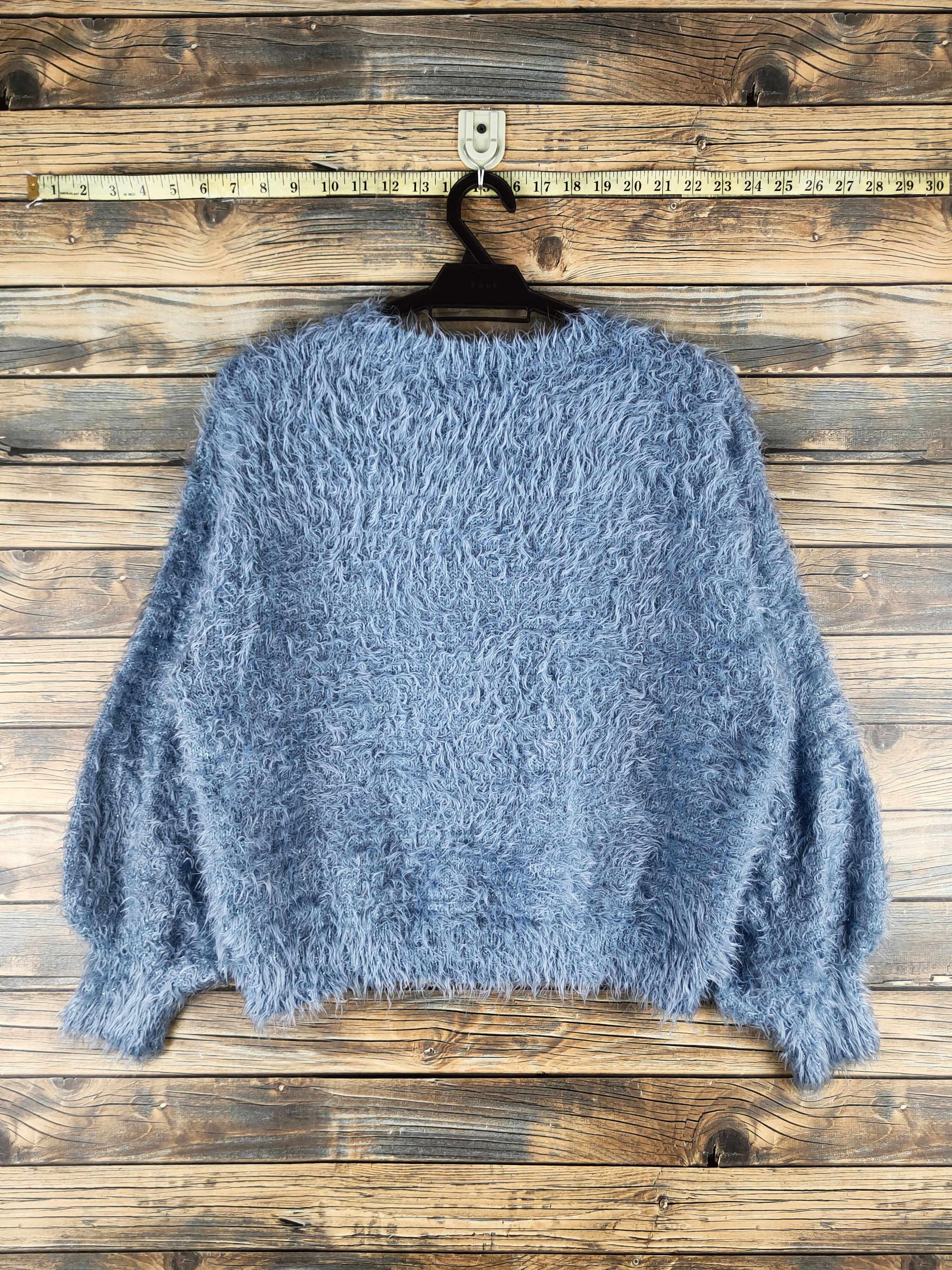 Japanese Brand Dl GU Blue Fur Mohair Knitwear #46-459 Size M / US 6-8 / IT 42-44 - 7 Thumbnail