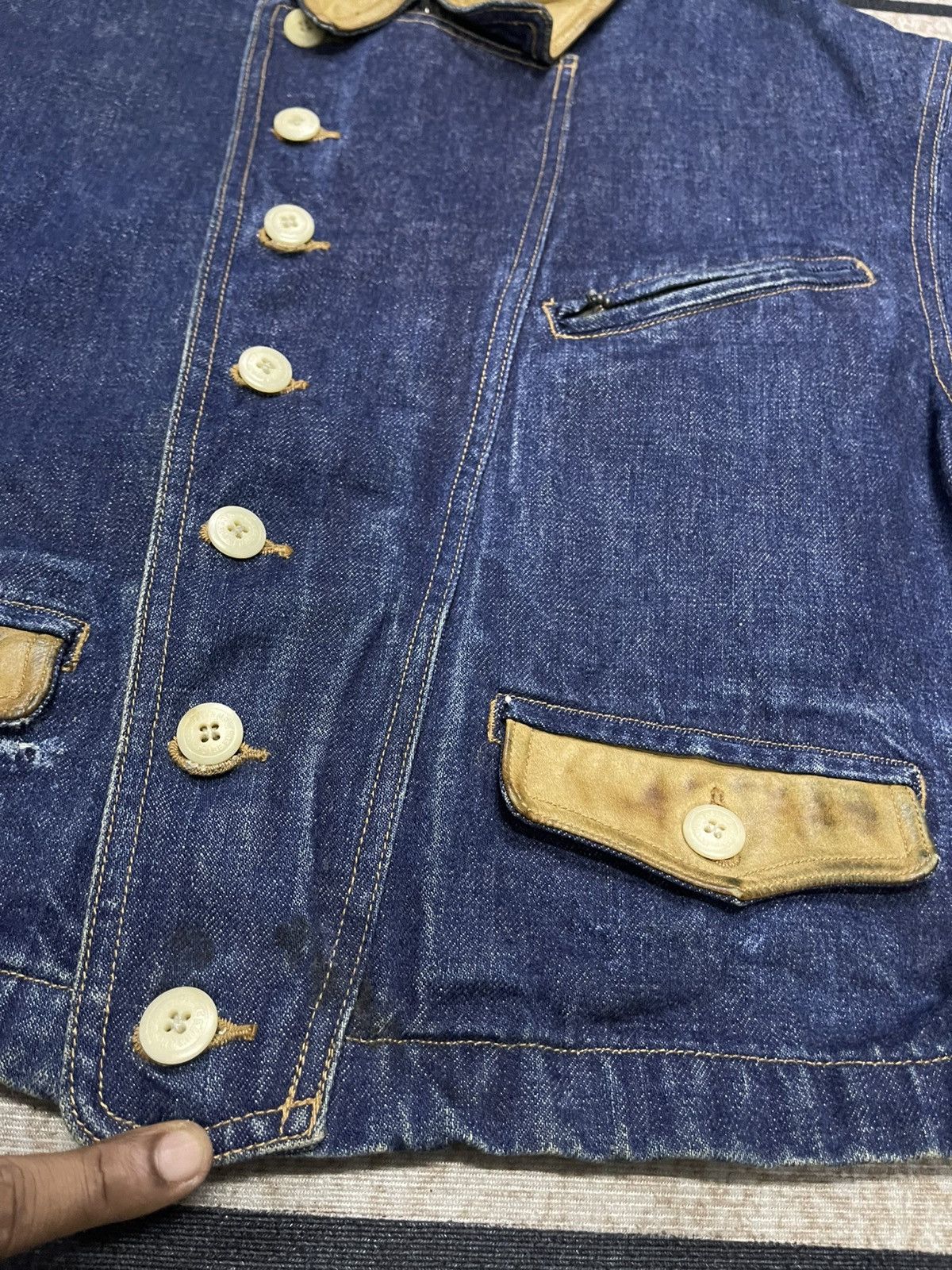 PPFM 90s PEYTON PLACE FOR MEN (PPFM) DENIM LEATHER BIKER JACKET Size US S / EU 44-46 / 1 - 7 Thumbnail