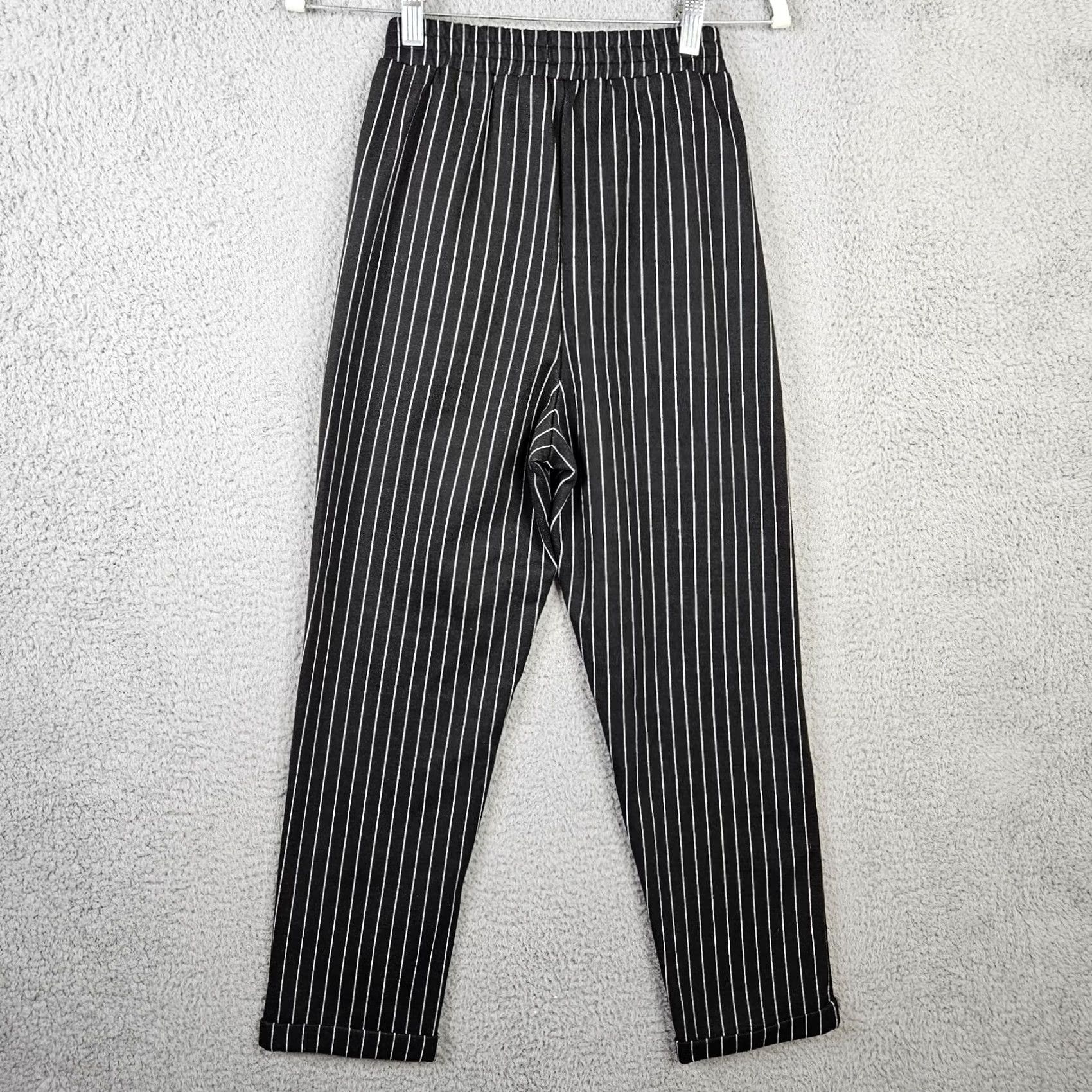 Vintage Lulu's Women's black White stripes Pull-on Casual Pant XS Size 26" / US 2 / IT 38 - 2 Thumbnail
