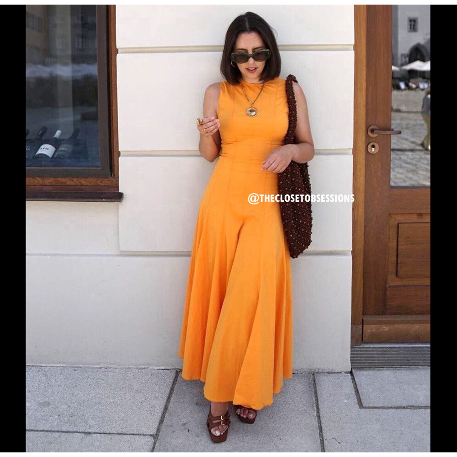 Zara ZARA Orange A-Line Midi Dress NWT Size L / US 10 / IT 46 - 17 Thumbnail