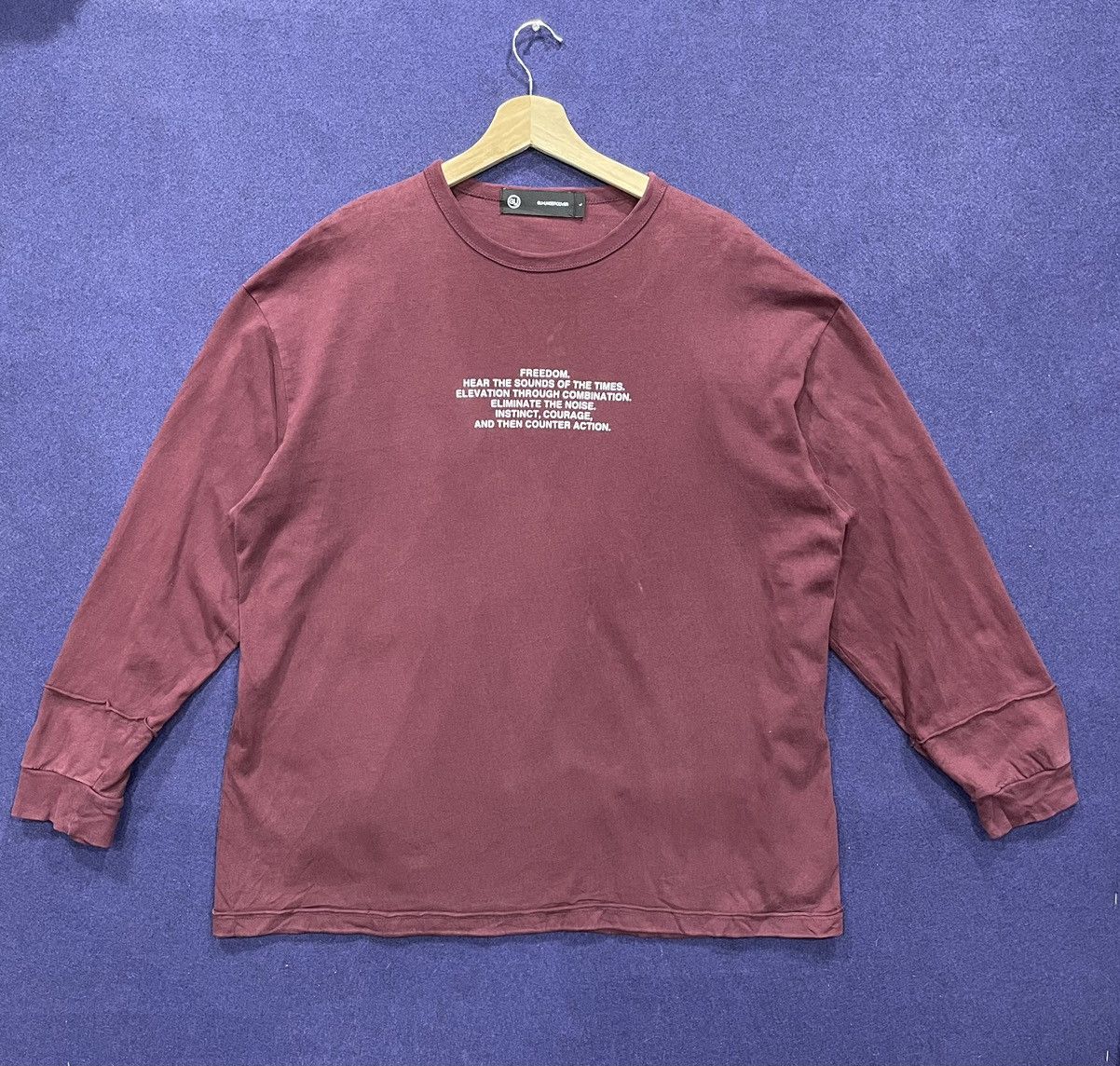 image of Gu x Undercover Long Slevee Shirt Backhit in Maroon, Men's (Size Large)