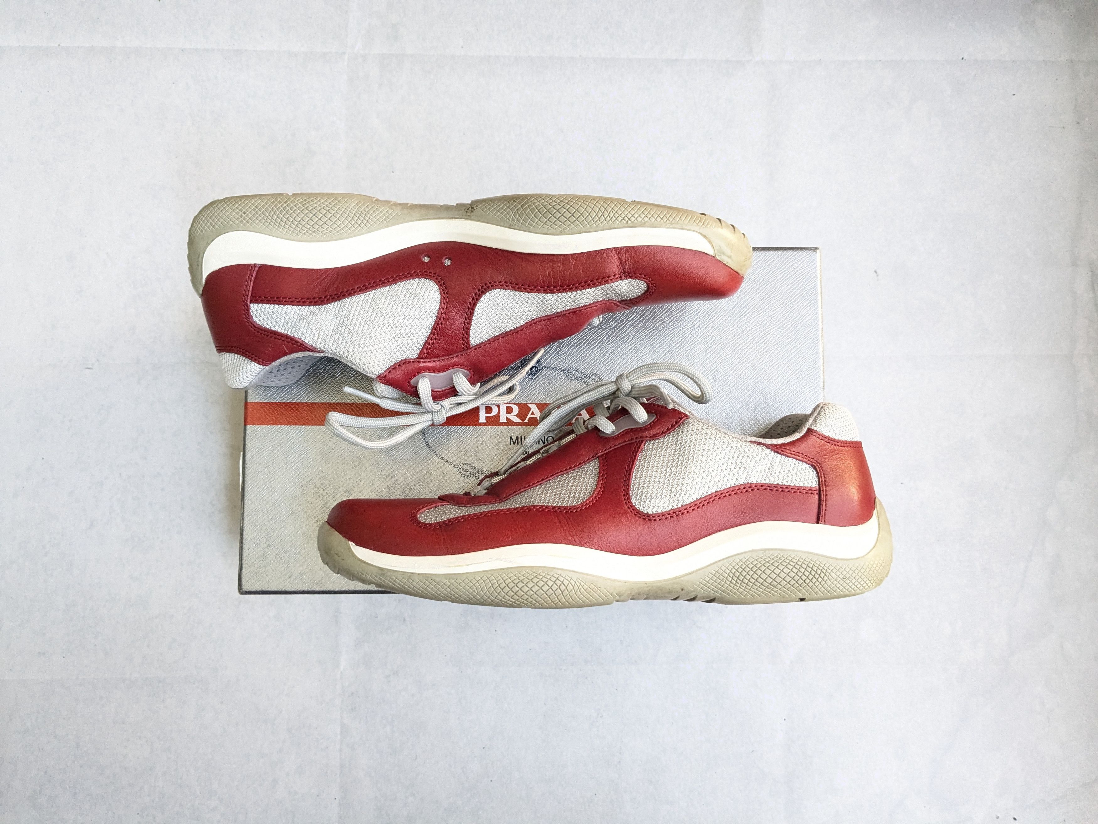 Prada Prada America's Cup Sneakers Red 9 Low Tops Leather Size US 9 / EU 42 - 4 Thumbnail