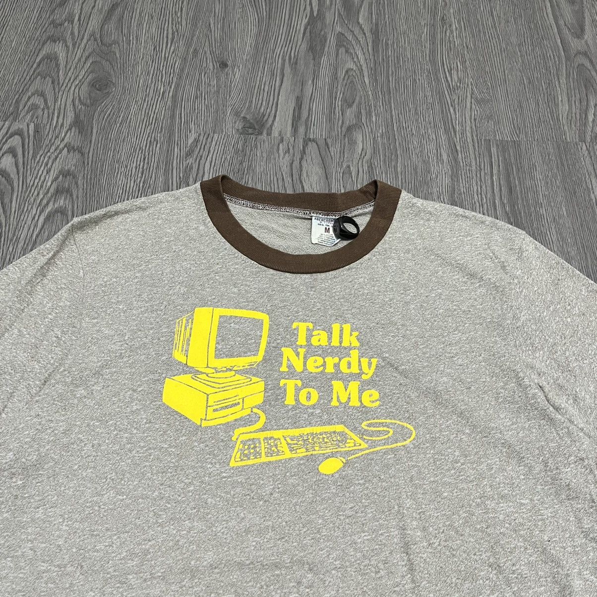 Abercrombie & Fitch Vintage Abercrombie & Fitch Ringer Tee "Talk Nerdy To Me" Size US M / EU 48-50 / 2 - 2 Thumbnail