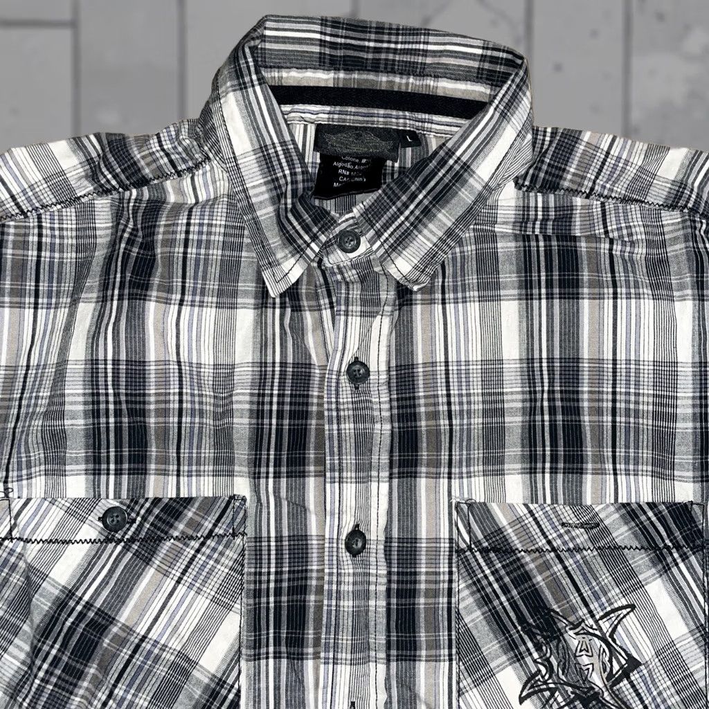 Harley Davidson Harley-Davidson Embroidered Plaid Button Shirt Mens L Gray Short Sleeve Button-Up Shirt Size US L / EU 52-54 / 3 - 1 Thumbnail