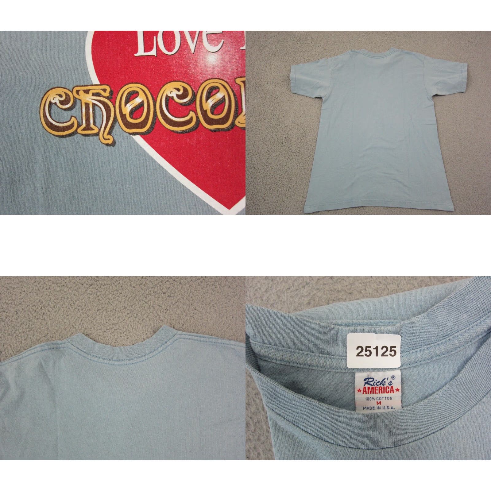 CHOCOOLATE VINTAGE Rick's America Shirt M Blue Cotton Jersey USA Tee Mens Shirt Short Sleeve Crew Neck - Utility Classic City Love Preppy American 90s Size US M / EU 48-50 / 2 - 9 Thumbnail