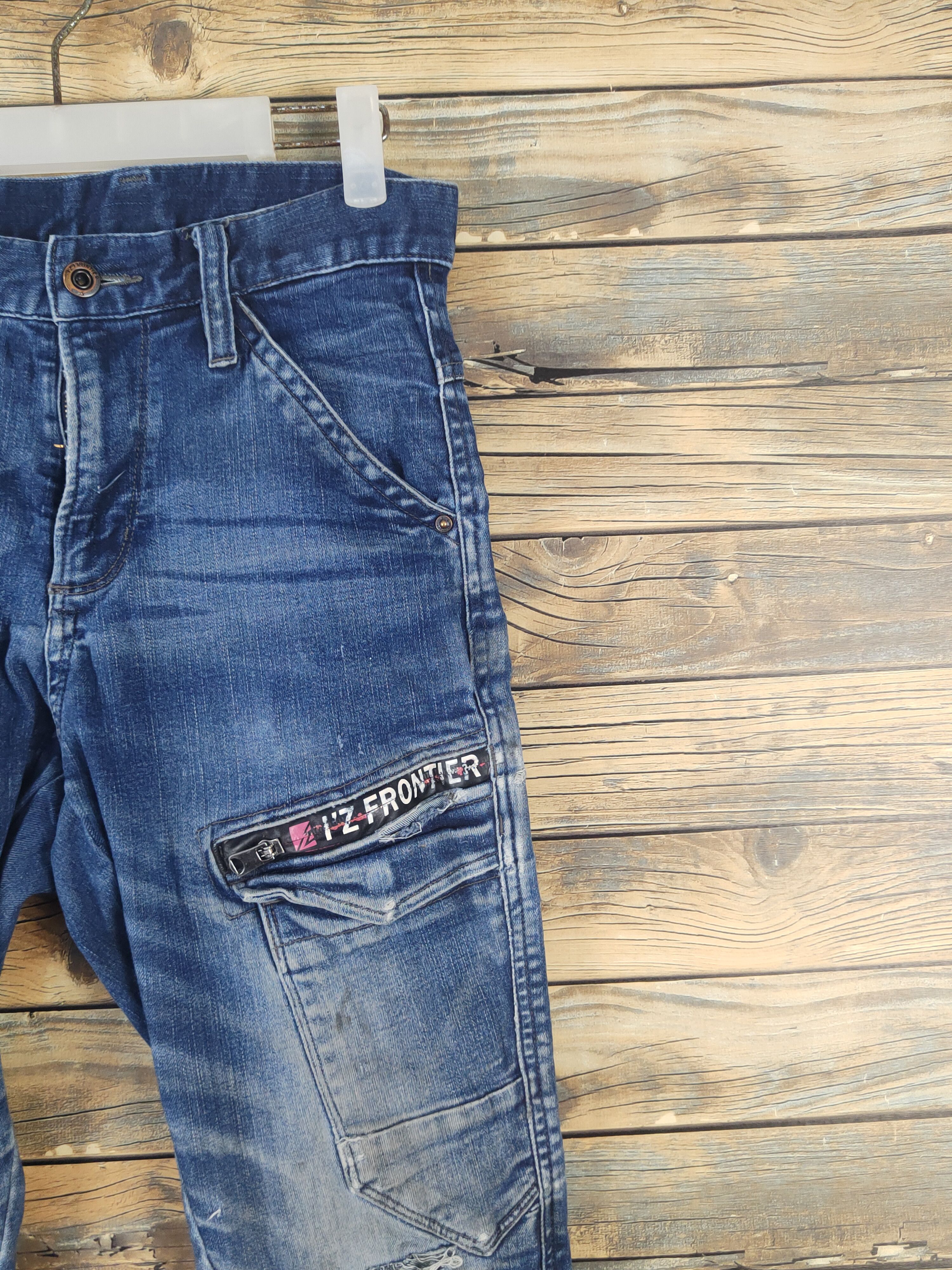 Japanese Brand I'z Frontier Dark Blue Distressed Ripped Jeans #W2008 Size US 30 / EU 46 - 8 Thumbnail