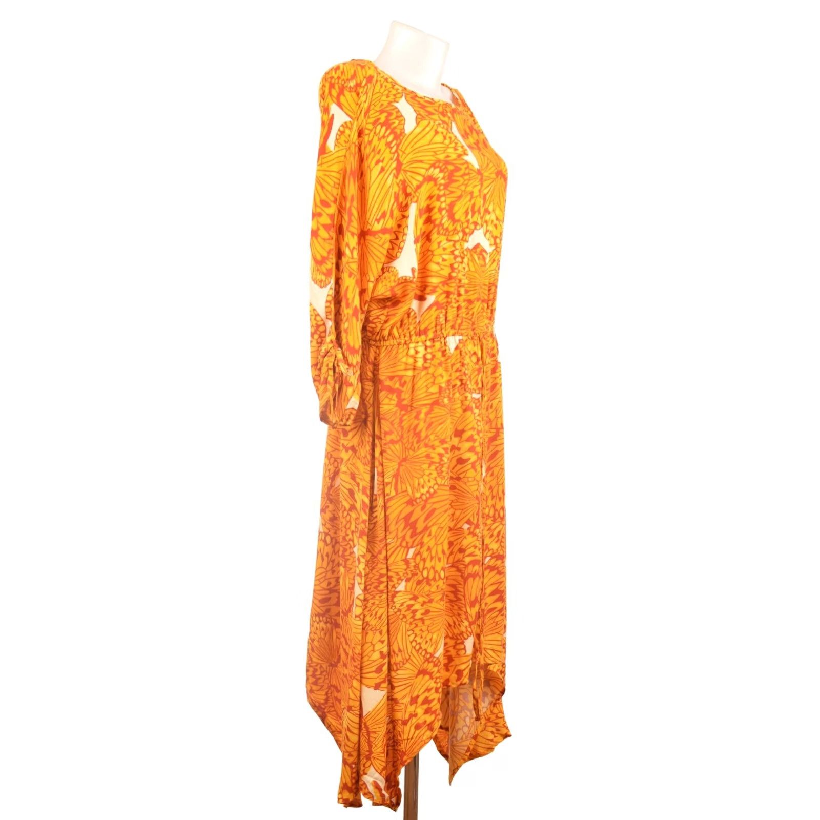 Vintage Ivana Helsinki Nordic Tricot Butterfly Pattern Viscose Dress M Women Yellow A-Line Long Dress Size M / US 6-8 / IT 42-44 - 3 Thumbnail