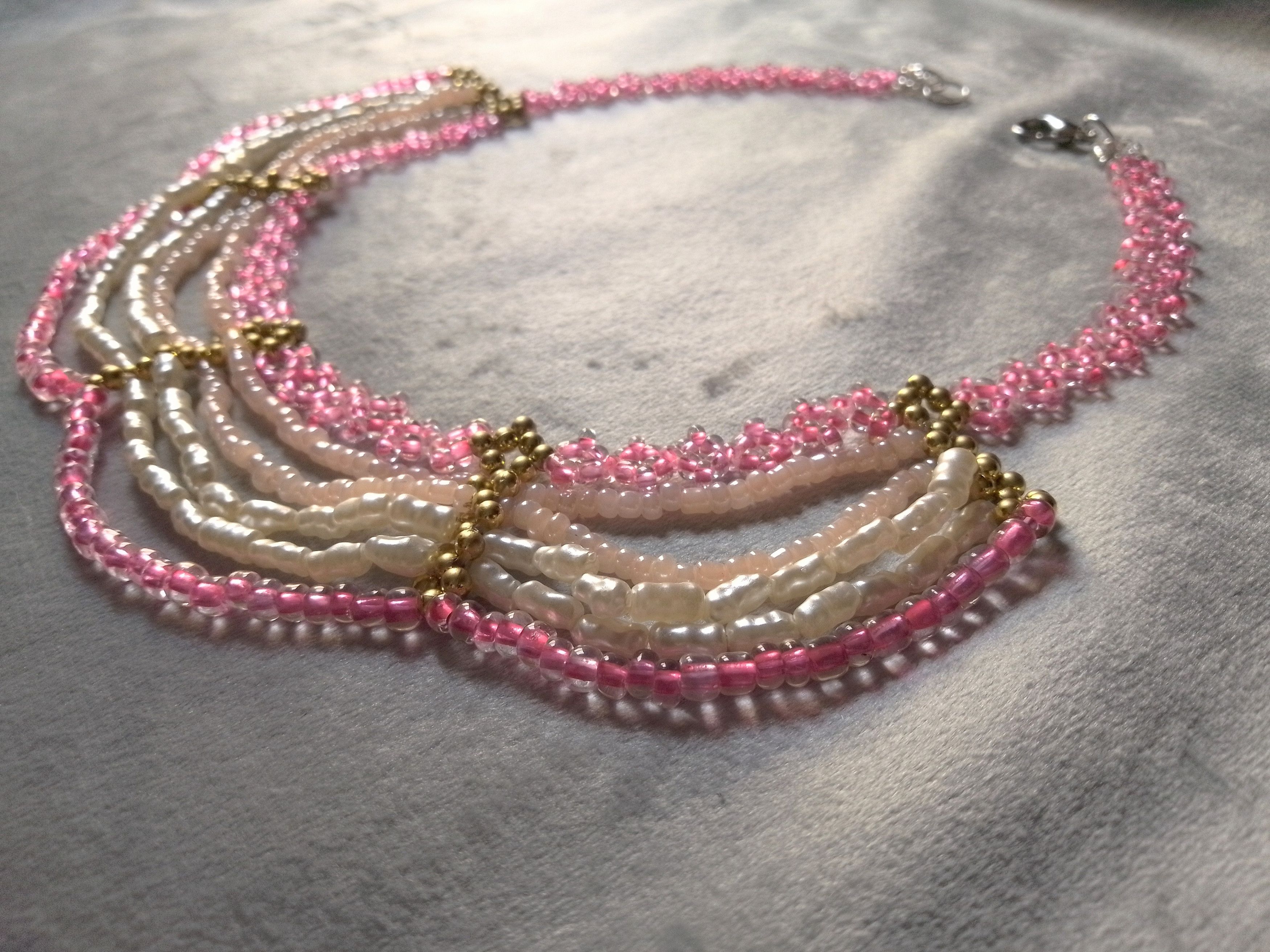 Handmade Necklace/Collar Pink Elegant Fresh Water Pearls Size ONE SIZE - 4 Thumbnail