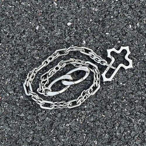 Jewelry Silver Chain Cross Men's Accessory, Gothic Style Size ONE SIZE - 4 Thumbnail