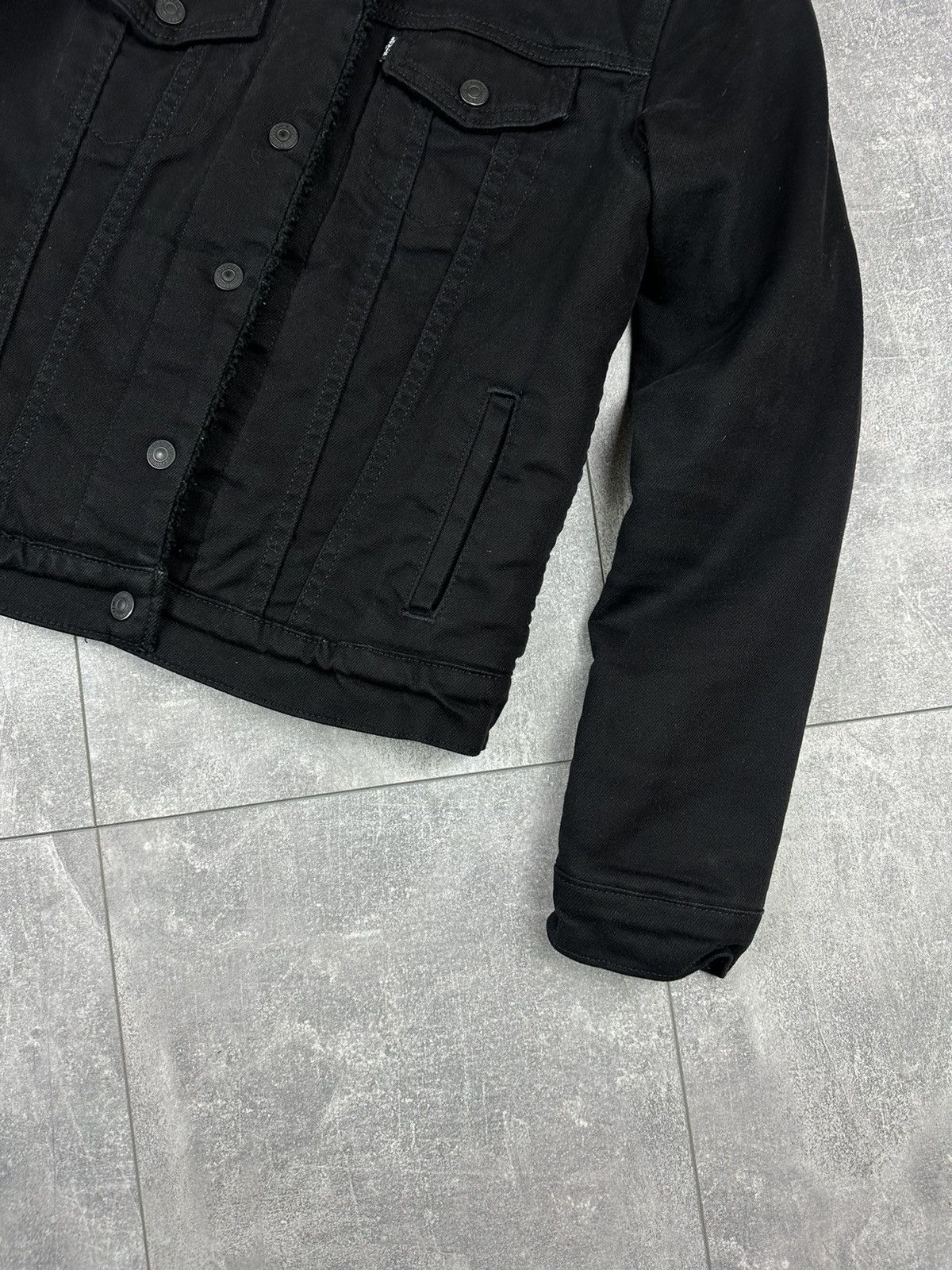 Levi's Levis Denim Sherpa Trucker Black Label Jacket Size XS / US 0-2 / IT 36-38 - 4 Thumbnail