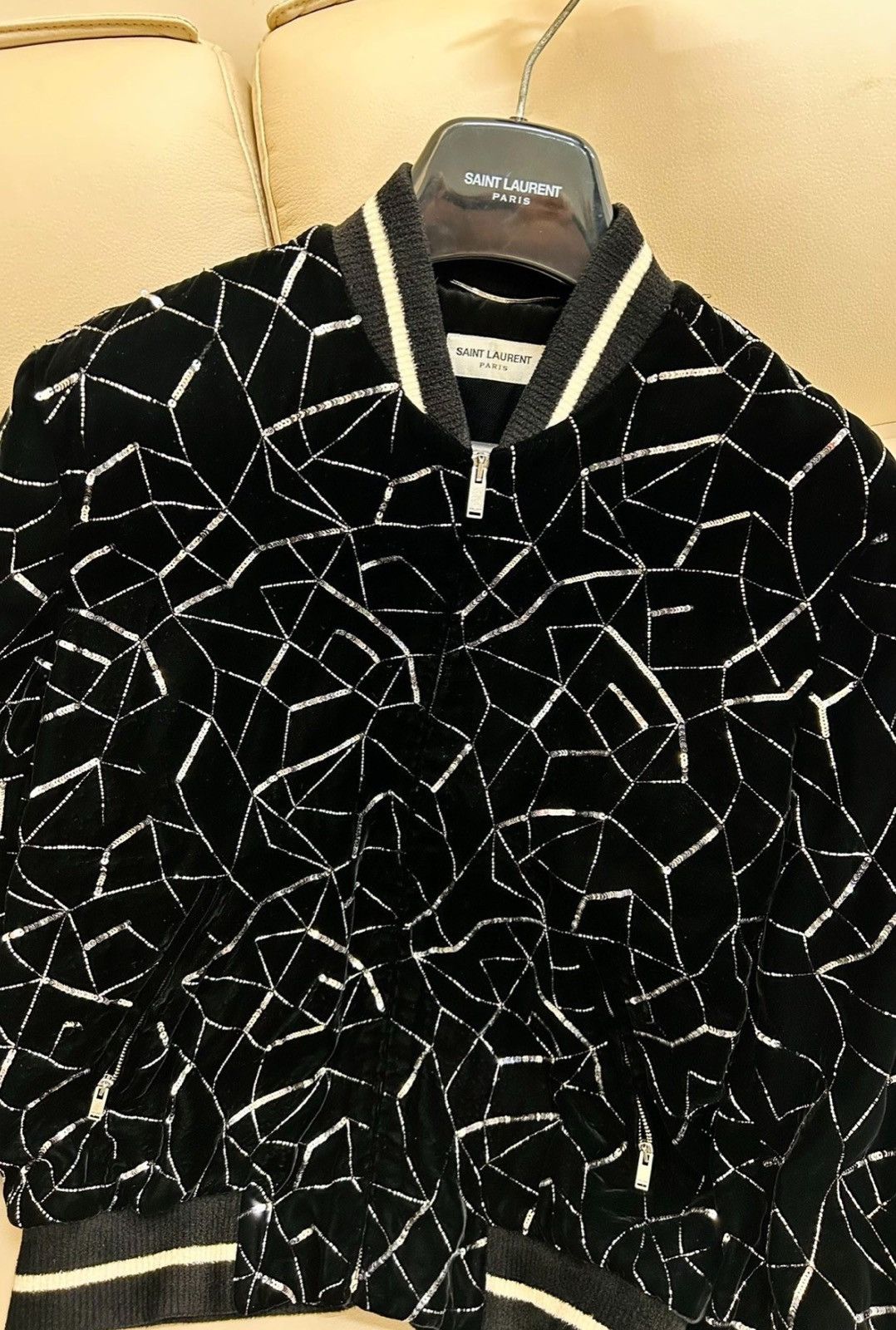 Saint Laurent Paris Saint Laurent FW19 Runway Sequin Embellished VelvetJacket Size US S / EU 44-46 / 1 - 6 Thumbnail