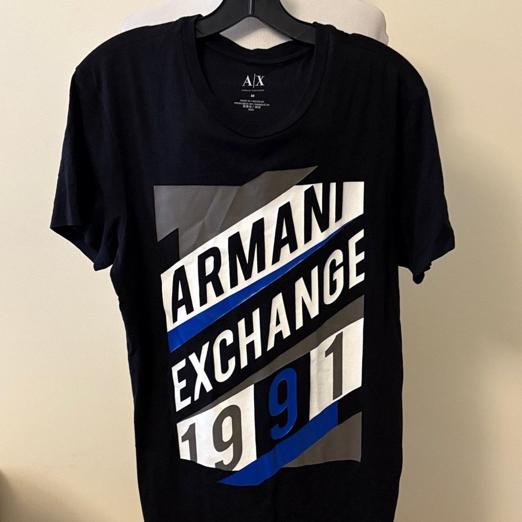 Armani Exchange Armani Exchange 1991 Men's Black Blue Graphic Tee Shirt Med Size US M / EU 48-50 / 2 - 2 Thumbnail