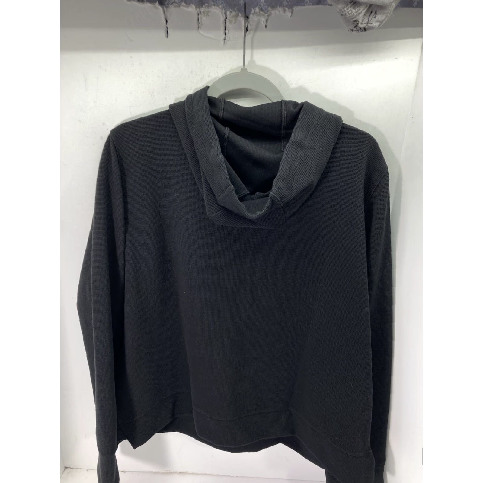 DKNY DKNY Waffle Hoodie Sweatshirt Women XL Black Long Sleeve Pullover Crop NWT Size XL / US 12-14 / IT 48-50 - 7 Thumbnail