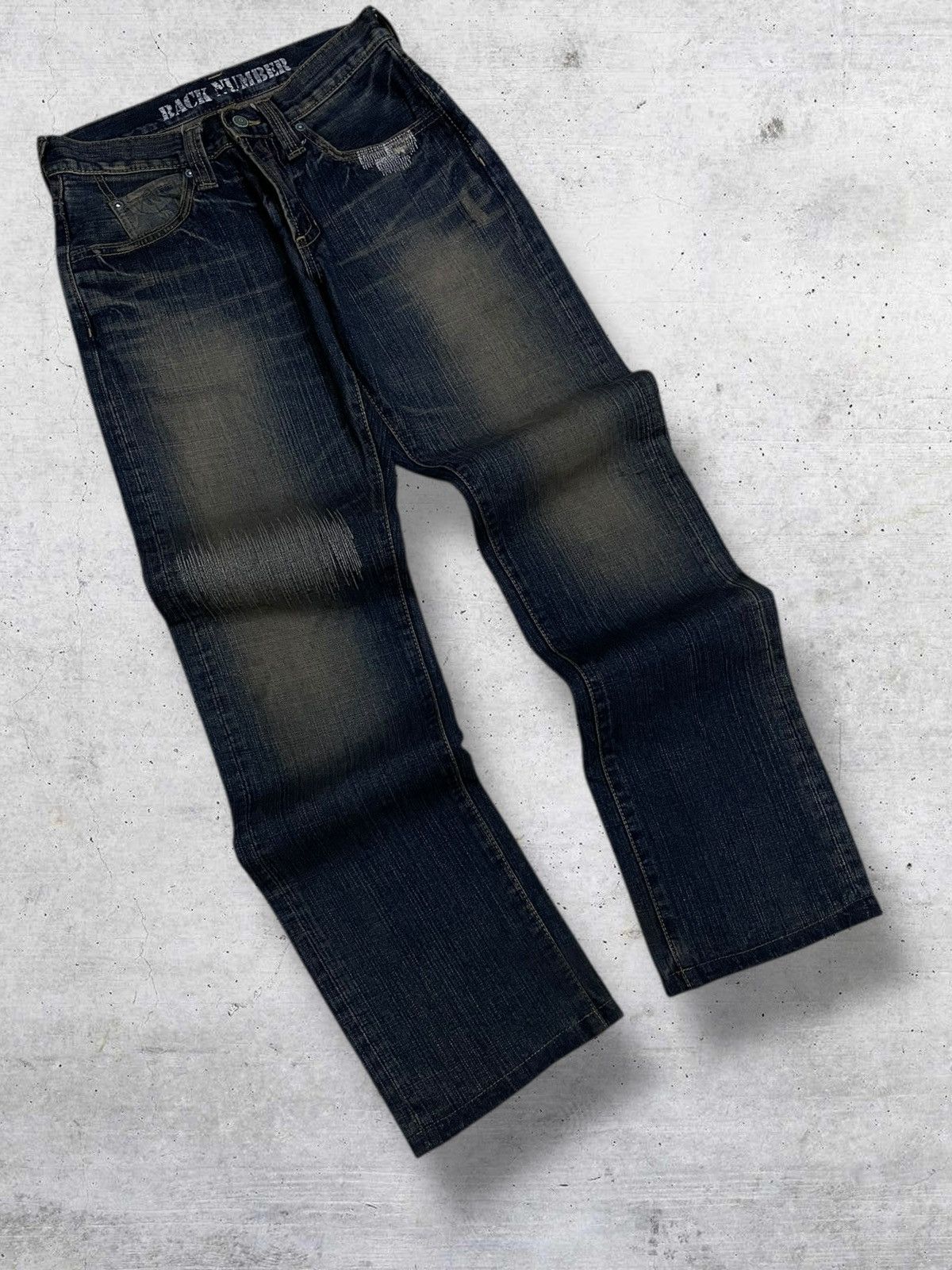 Hysteric Glamour VINTAGE BACK NUMBER JAPAN 90S WHISKERING MUDWASH STYLE DENIM Size US 28 / EU 44 - 2 Thumbnail