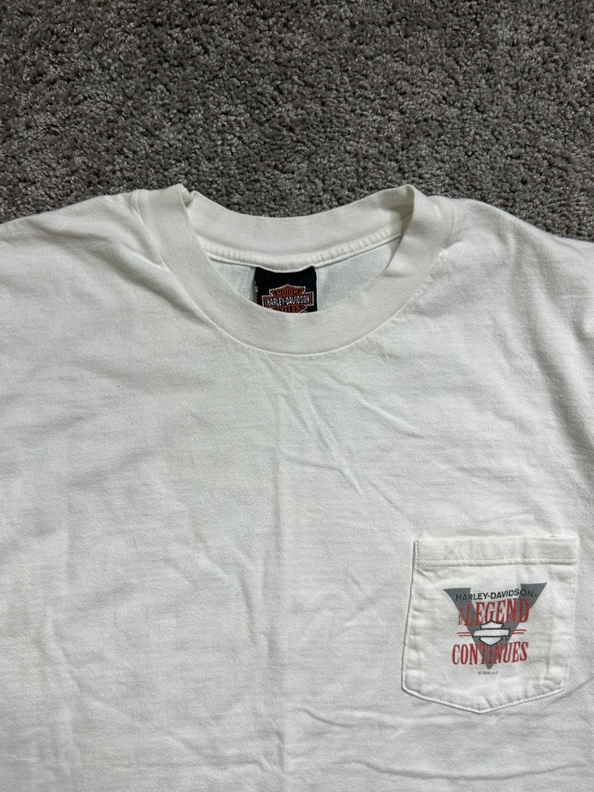 Harley Davidson Vintage Y2K Harley Legend Continues Pocket Tee USA Hanes Size US XL / EU 56 / 4 - 2 Thumbnail