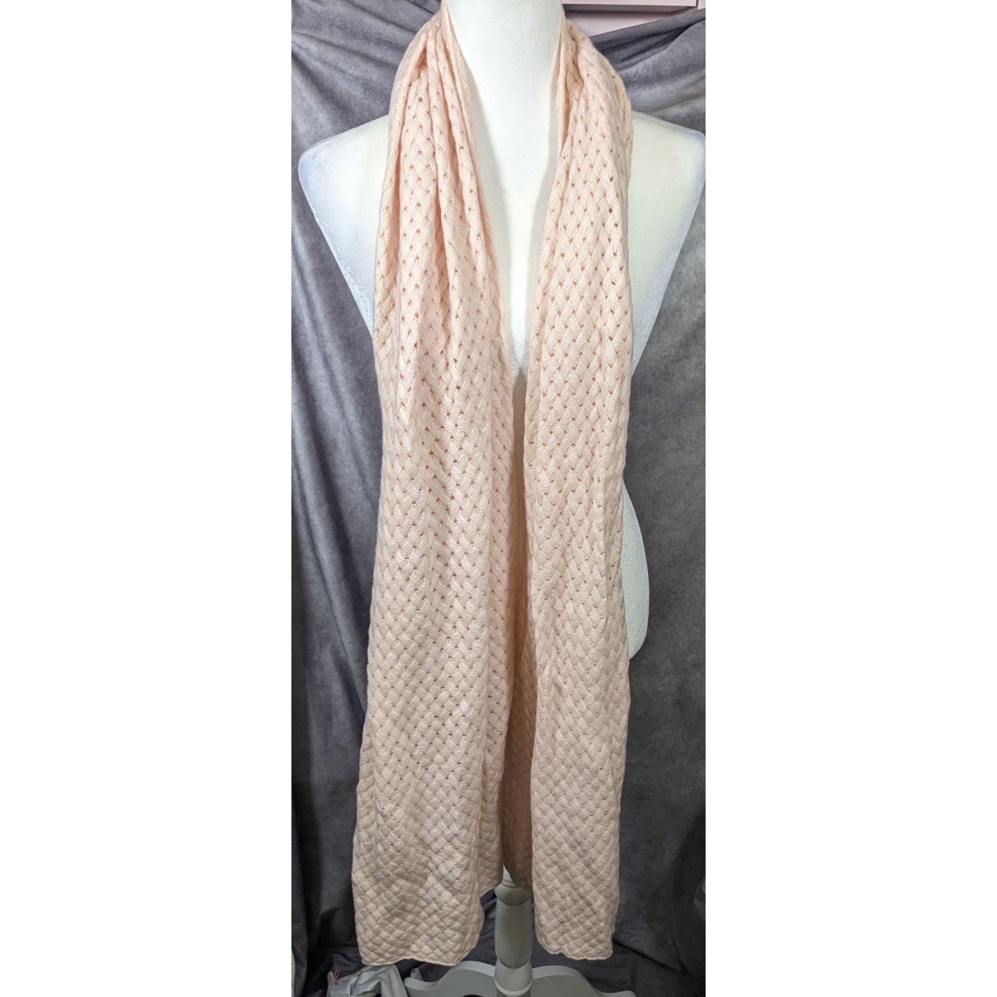 J.Crew Preppy J.Crew Pale Peach Braided Knit Wool Scarf Size ONE SIZE - 6 Thumbnail