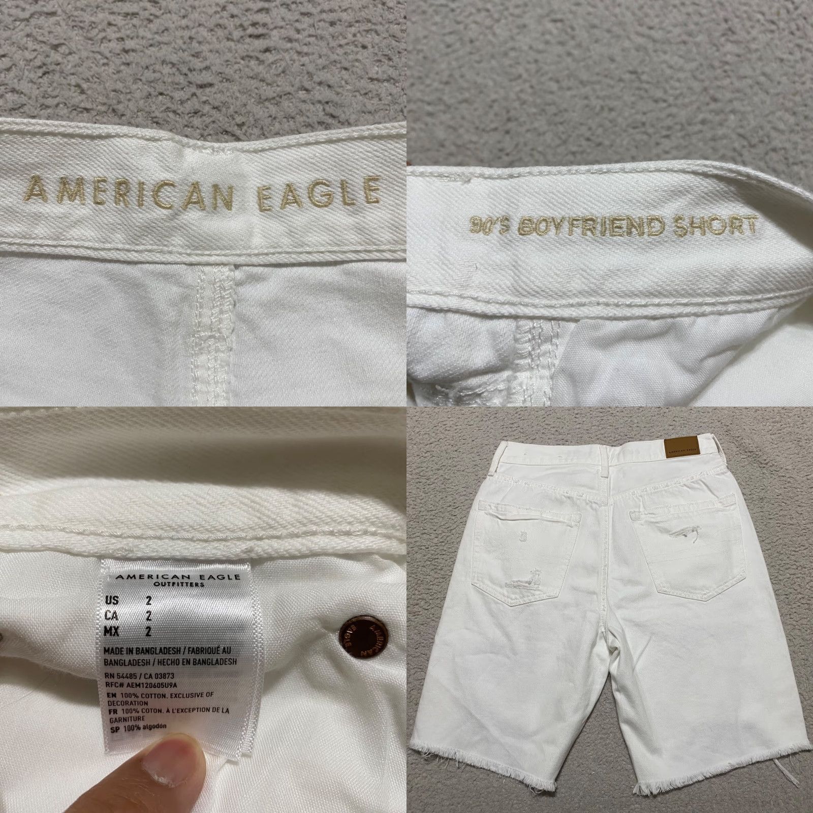 American Eagle Outfitters American Eagle Outfitters Womens Jeans Shorts White Distressed Boyfriend Inseam 9" 2 Regular 26in Waist 100% Cotton Denim Summer Casual Womens Size 26" / US 2 / IT 38 - 8 Thumbnail