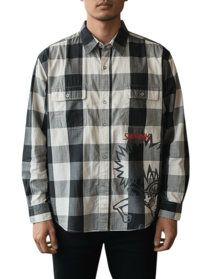 ☠️ Vintage mischievous checked anime shirt