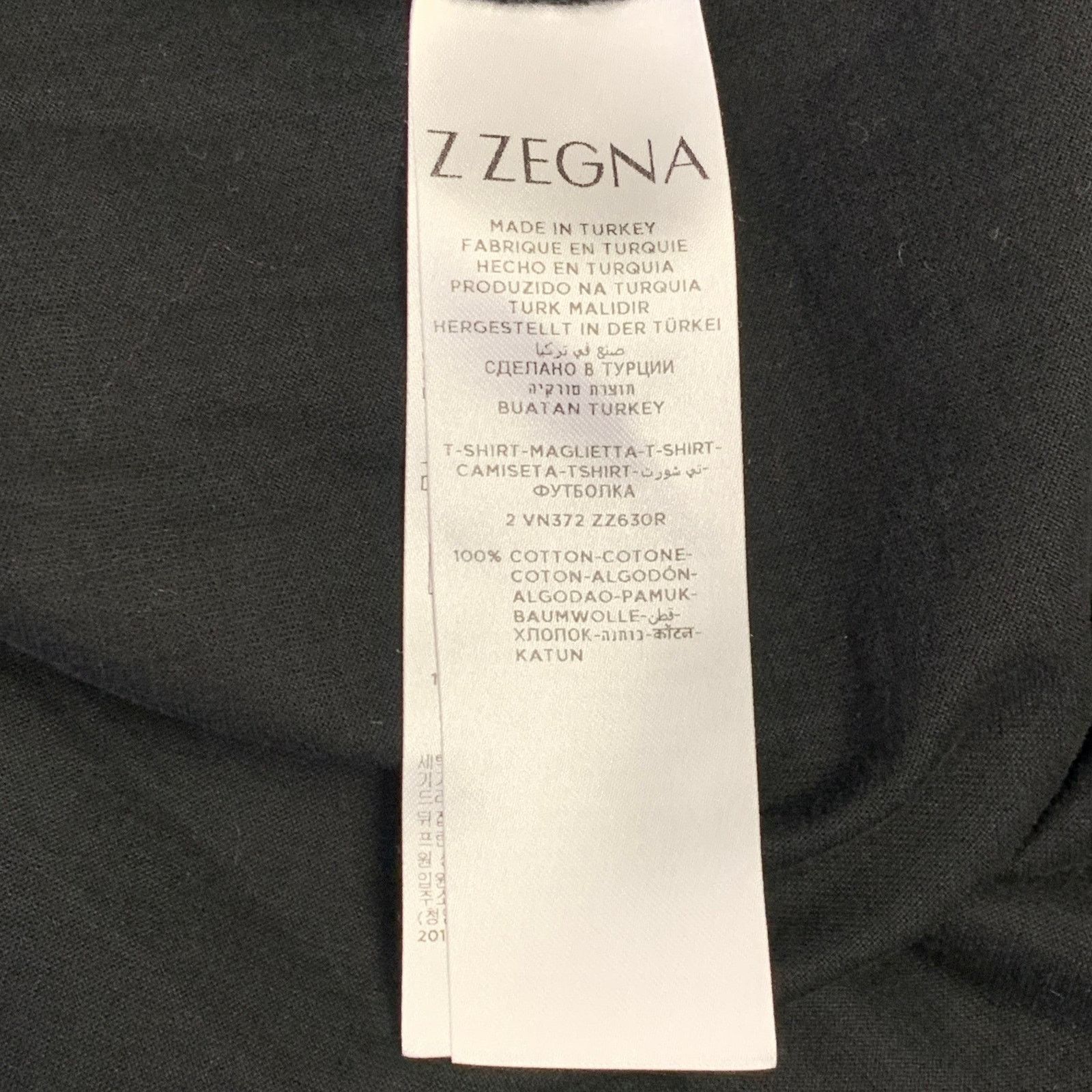 Z Zegna Z ZEGNA Size XL Black Geometric Cotton Crew Neck T-shirt Size US XL / EU 56 / 4 - 6 Thumbnail