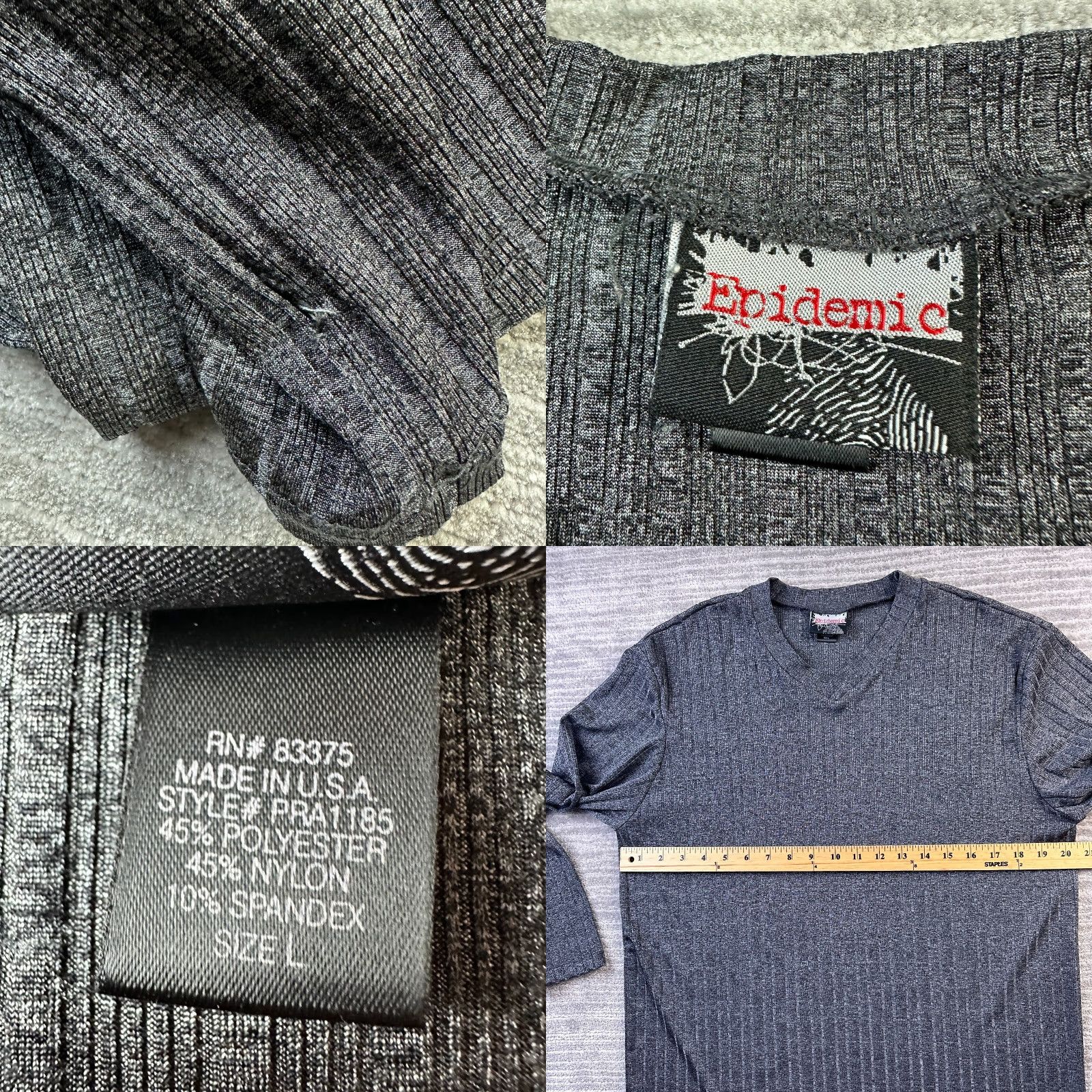 Vintage Epidemic Shirt Mens Large Textured Club Rave Grunge Skater Vintage 90s Y2K Shirt Mens Large Gray 90s"} Size US L / EU 52-54 / 3 - 8 Thumbnail