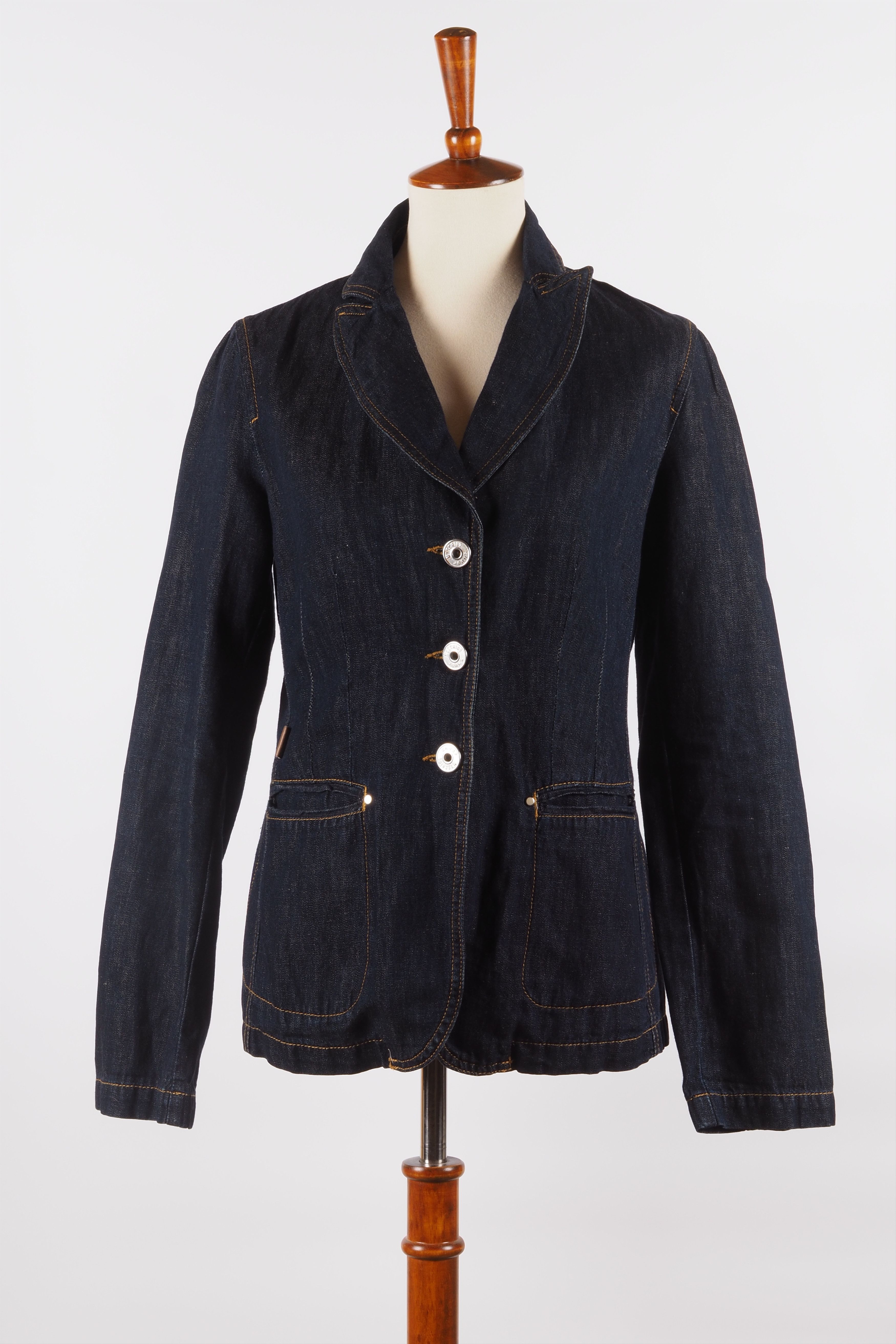 Moschino × Vintage Moschino Jeans Vintage 90s Dark Blue Jean Denim Jacket Size L / US 10 / IT 46 - 5 Thumbnail