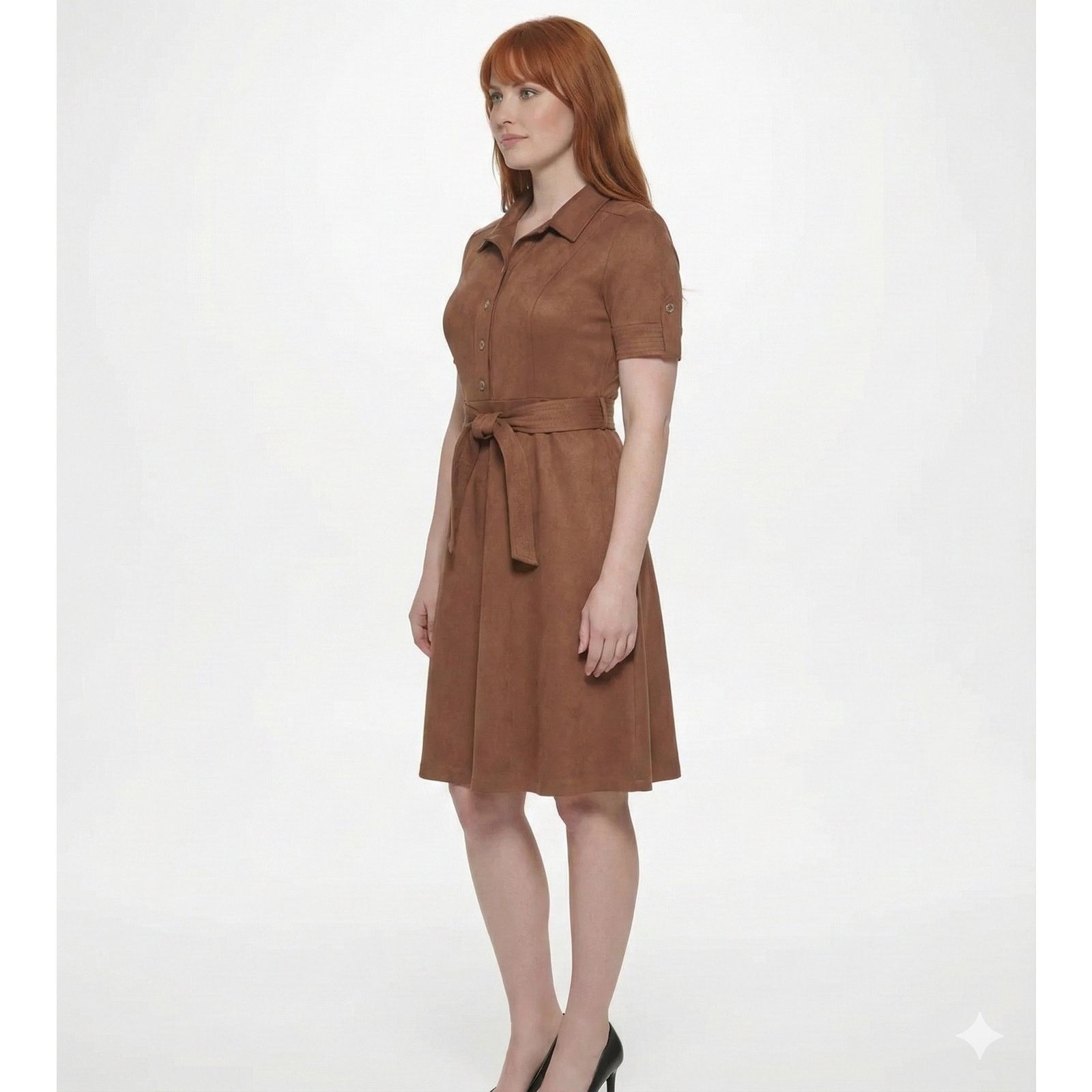 Tommy Hilfiger Coffee Faux Suede Dress Sz 18 NWT Collared