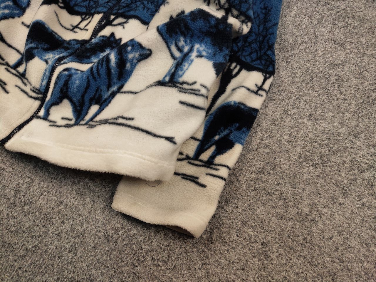 Japanese Brand 💙 Vintage 90's Fleece Zip Jacket Over Art Winter Wolf Hype Size US S / EU 44-46 / 1 - 5 Thumbnail
