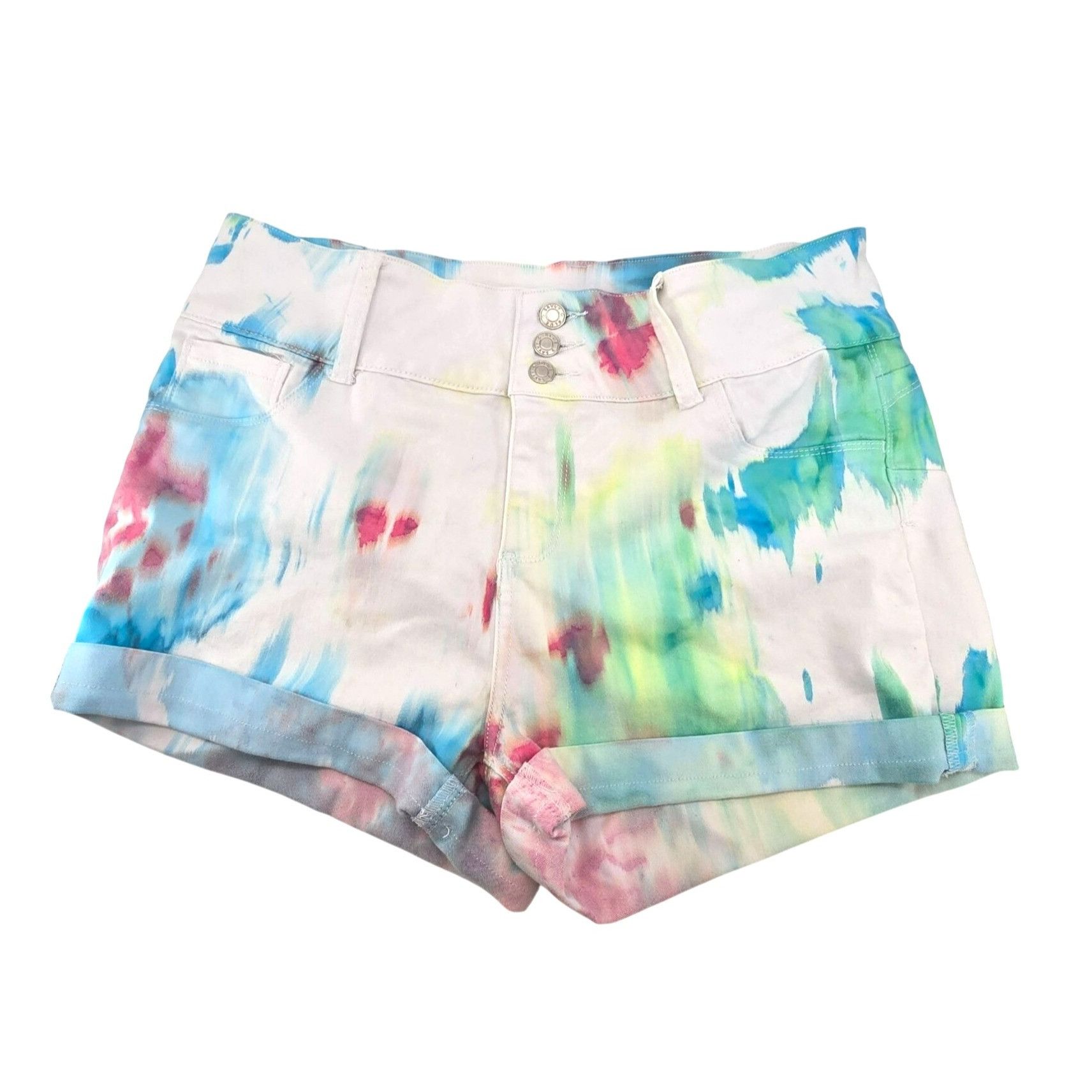 Other Tie-Dye Shorts Blue Savvy High-Waisted Juniors 3 Button Size Size 35" - 2 Thumbnail