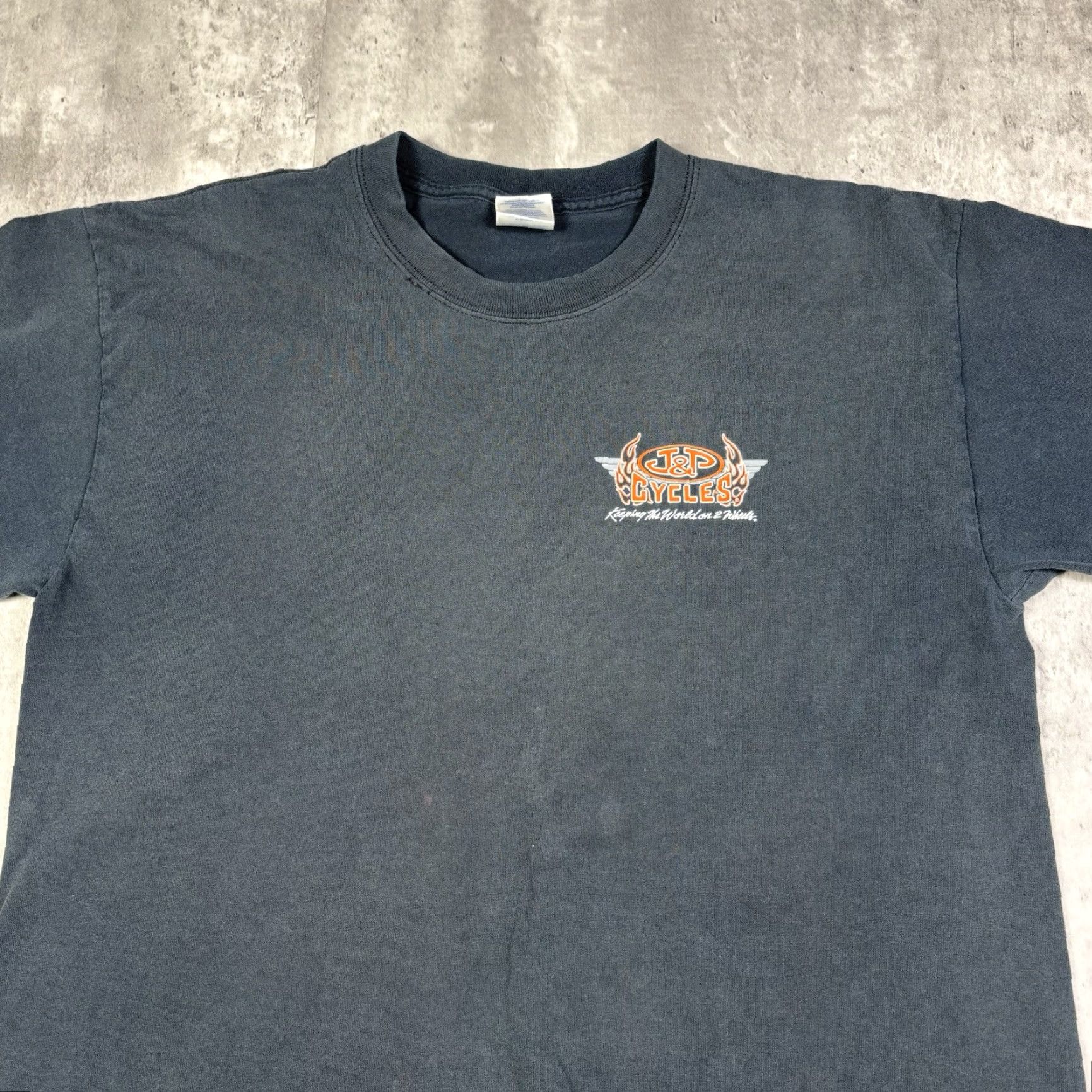 Gildan VINTAGE Motorcycle Engine Biker Flame T Shirt Men L Black Gildan Crew Neck Short Sleeve Graphic Print Size US L / EU 52-54 / 3 - 6 Thumbnail