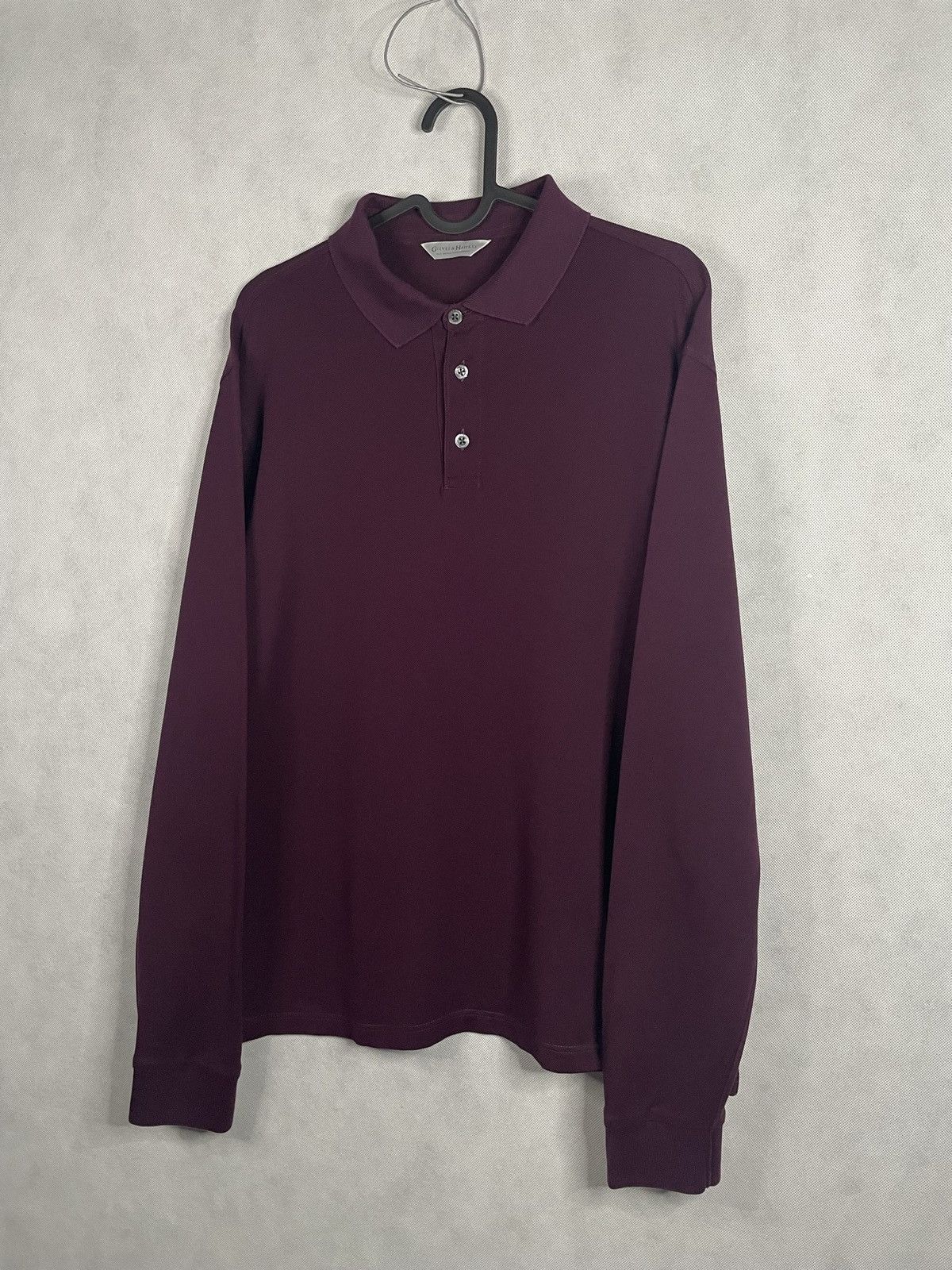 Designer × Gieves & Hawkes Gieves&Hawkes Burgundy Longsleeve Polo Old Money Luxury Size US L / EU 52-54 / 3 - 2 Thumbnail