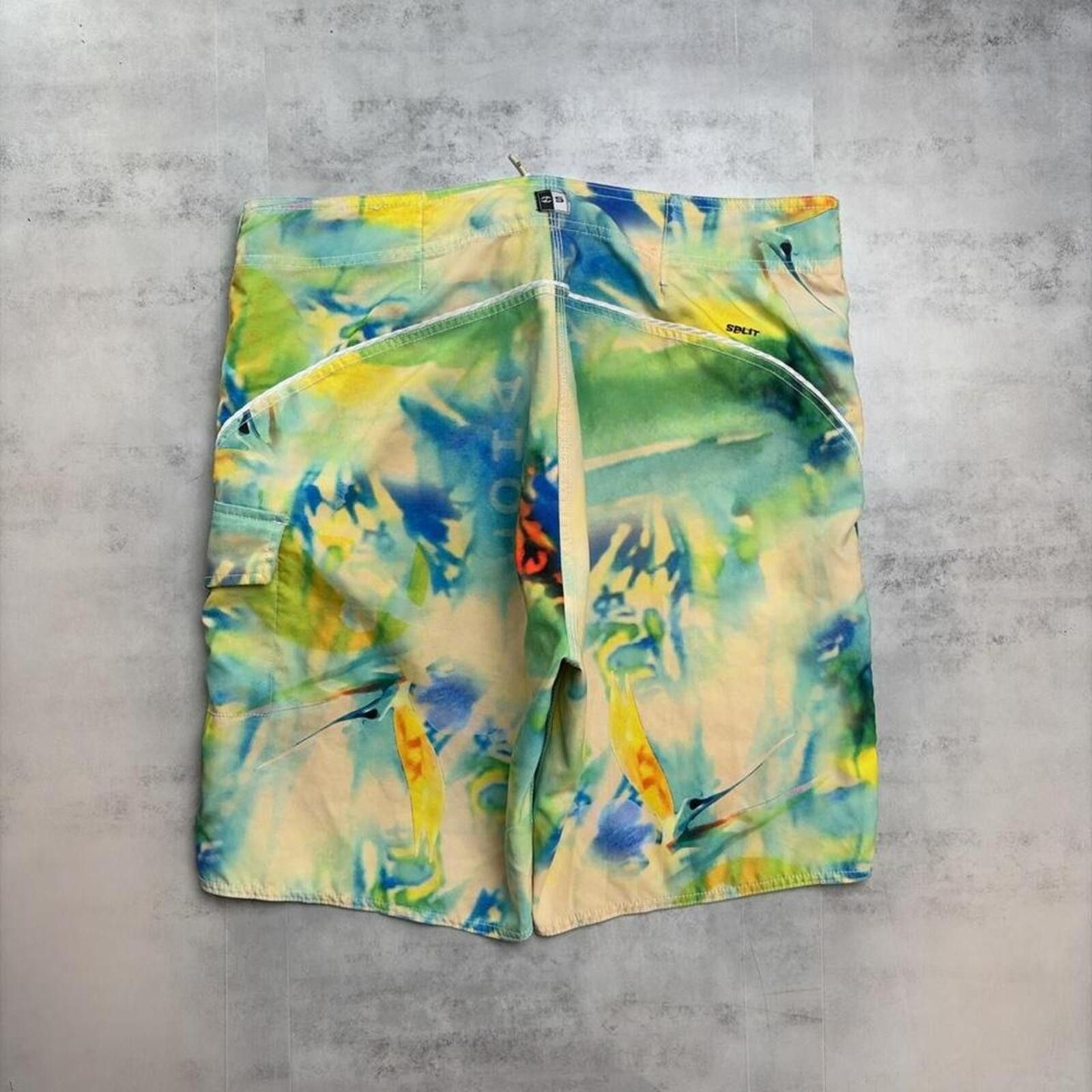 Billabong Y2K Split Surf Grunge Baggy Board Shorts Size US 36 / EU 52 - 2 Thumbnail