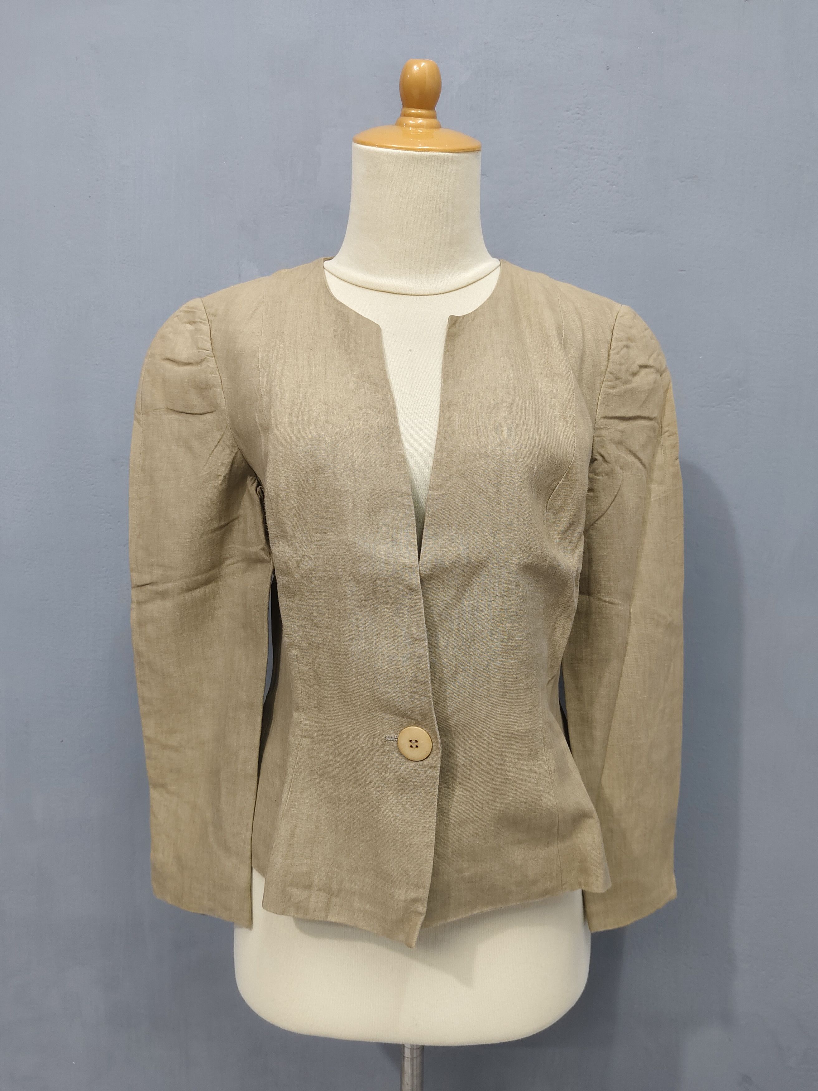 Krizia 90s Krizia🇮🇹 Linen Minimalist Tailored Blazer Jacket Size M / US 6-8 / IT 42-44 - 2 Thumbnail