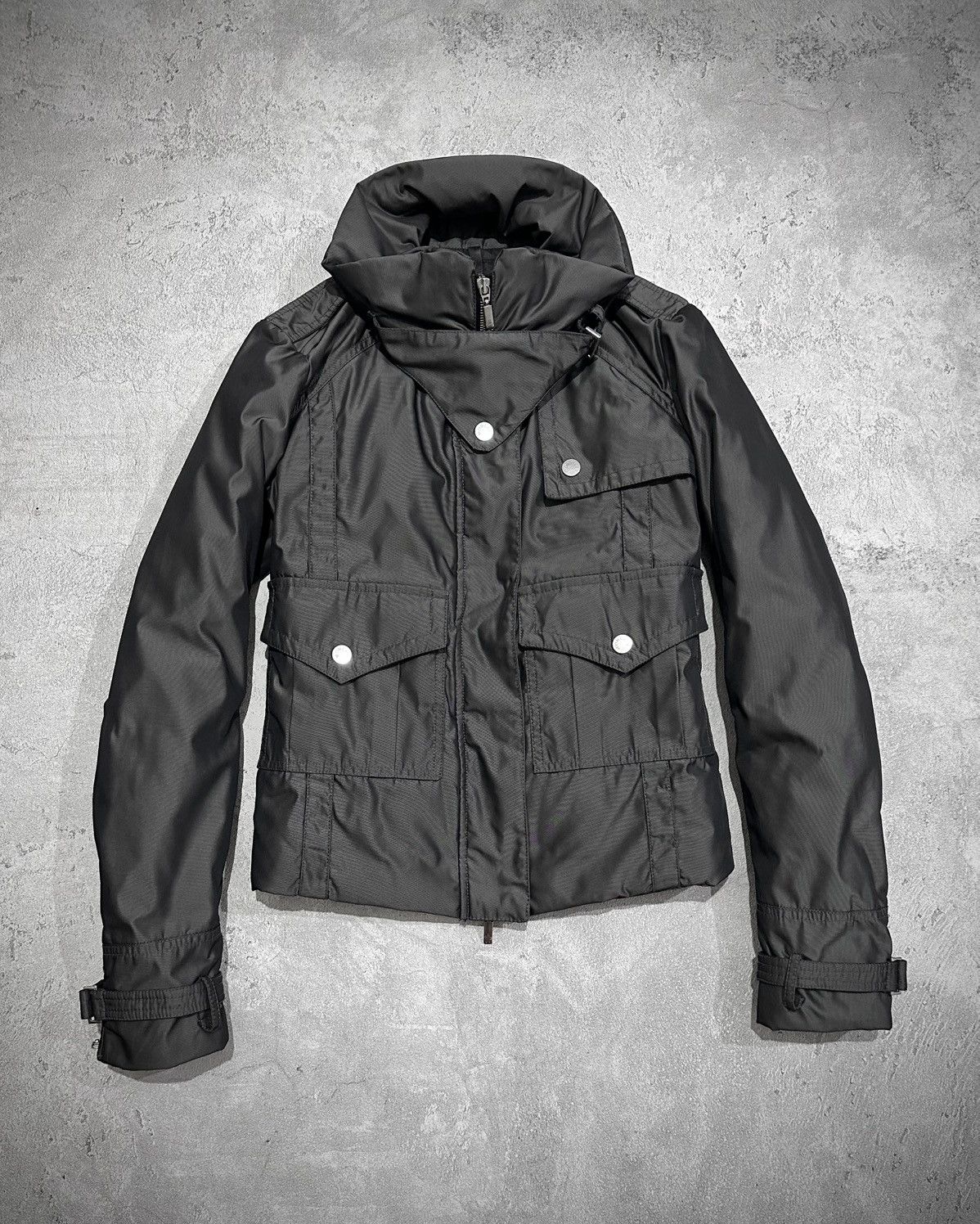 Moncler Moncler Biker Down Jacket Dark Gray Size S / US 4 / IT 40 - 1 Thumbnail