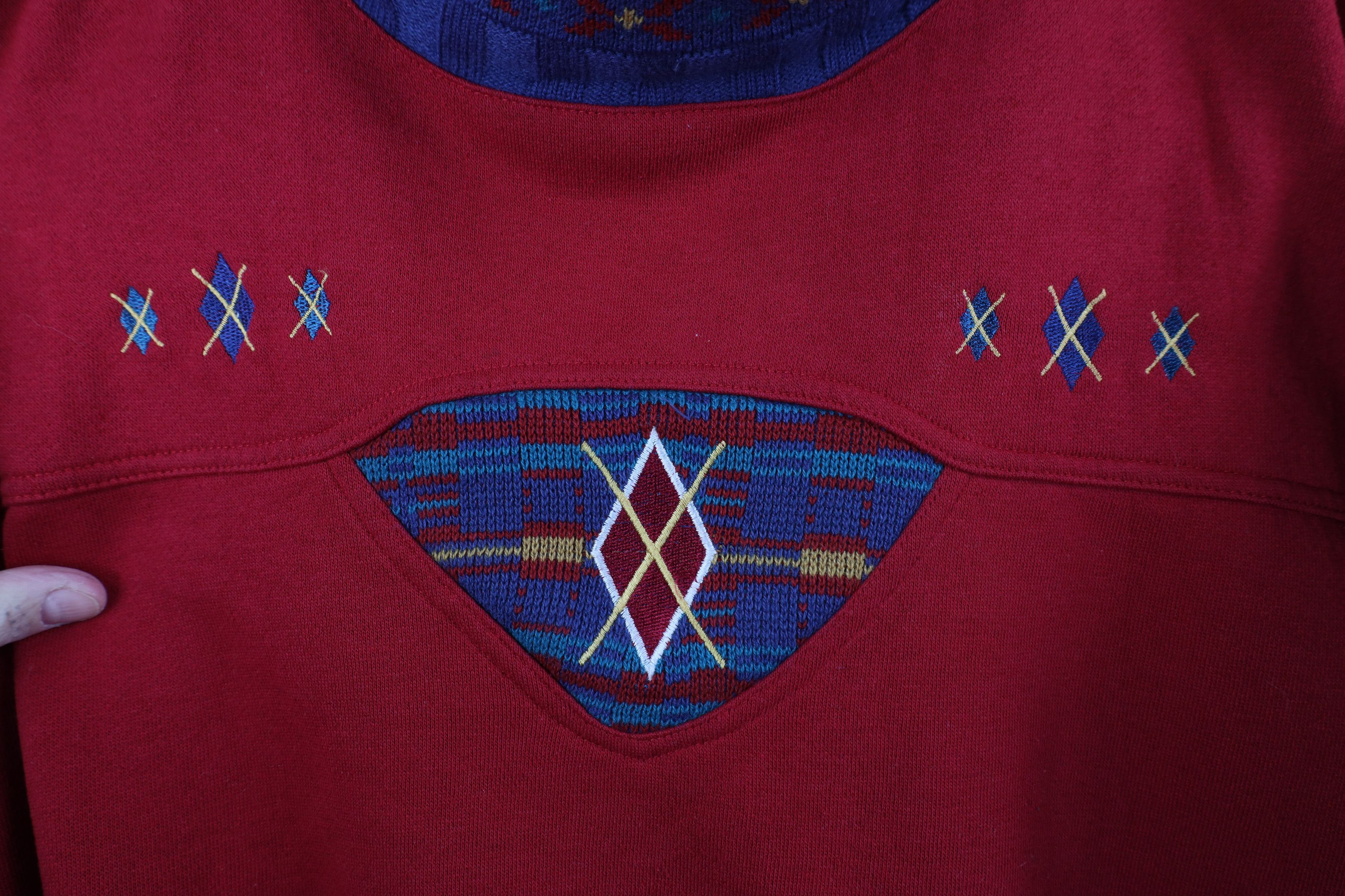 Vintage Vintage 90s Streetwear Argyle Mock Neck Sweatshirt Red Size M / US 6-8 / IT 42-44 - 4 Thumbnail