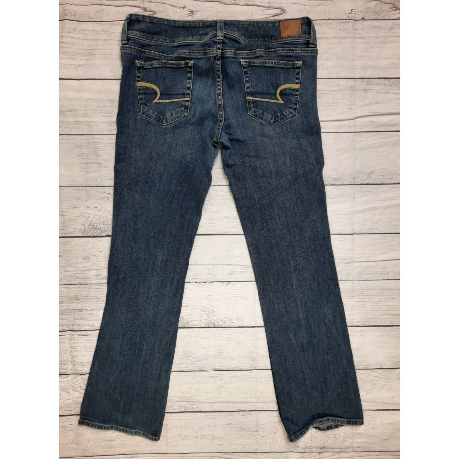 American Eagle Outfitters VINTAGE American Eagle Outfitters Women Jeans 8 Slim Bootcut Stretch Low Rise Faded Black 32W 30L Womens Jeans Size 30" / US 8 / IT 44 - 7 Thumbnail