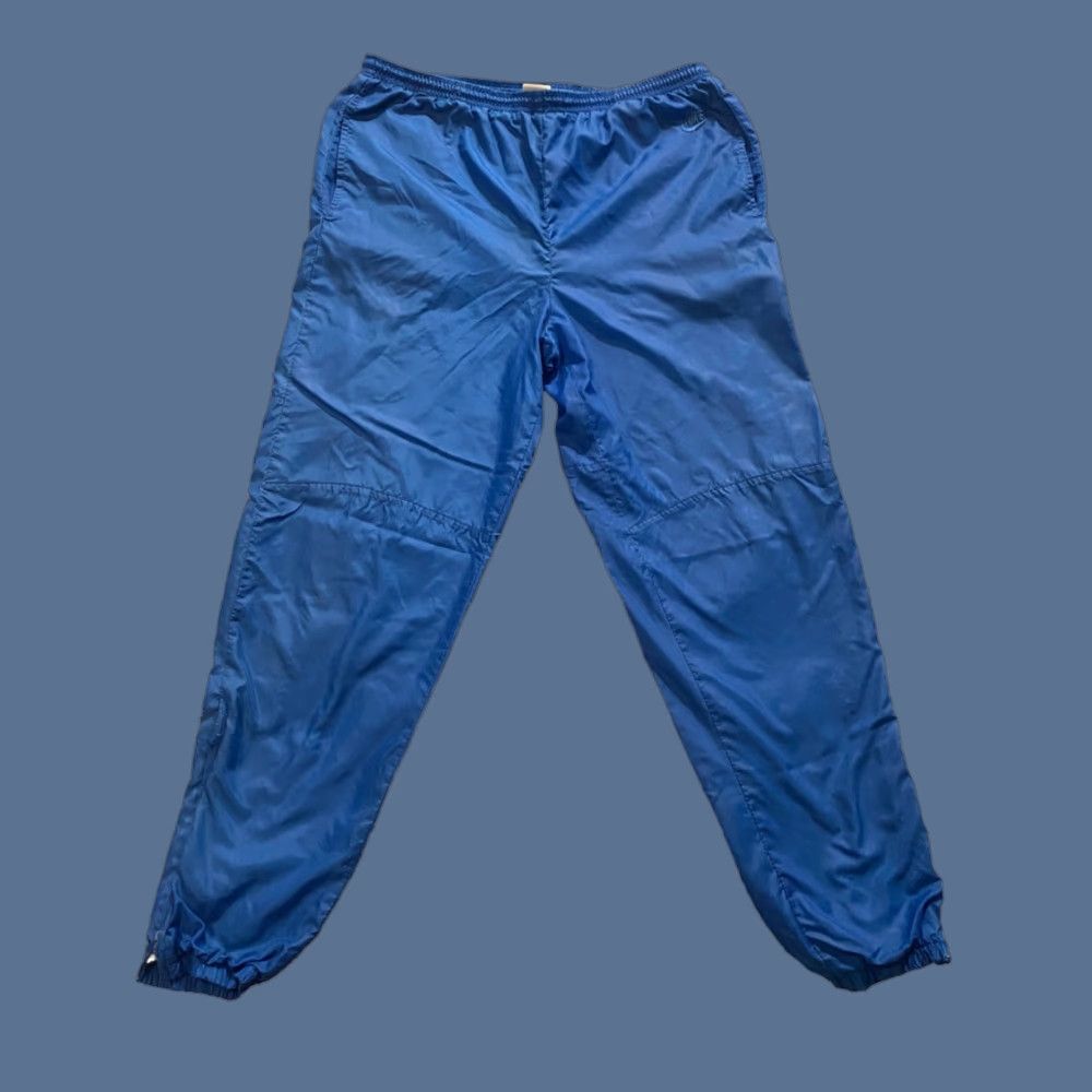 Nike VINTAGE Nike Windbreaker Jogger Pants Blue Lined Zip Legs Large Men 80s Activewear Size US 33 - 1 Thumbnail