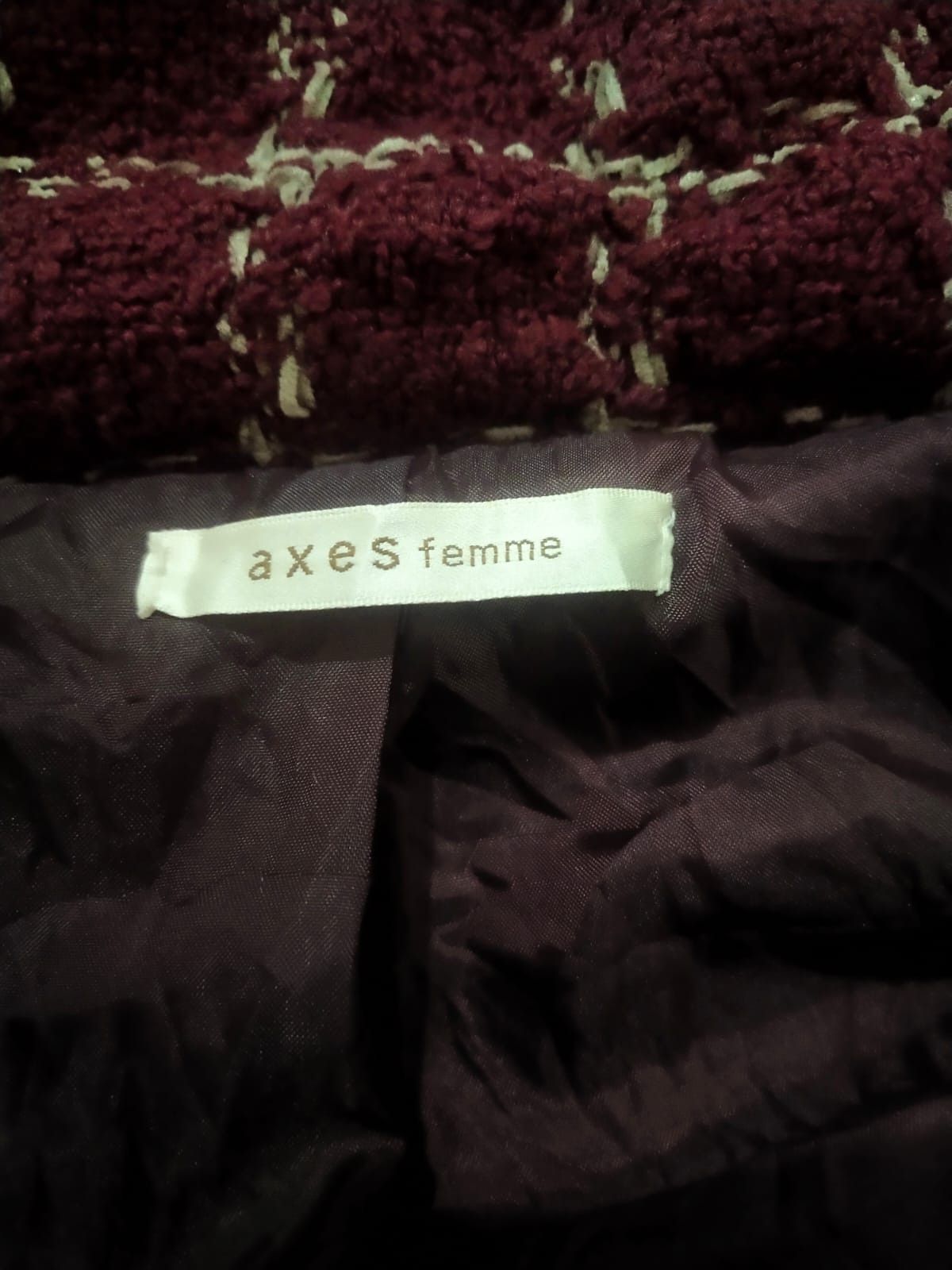 LIZ LISA Axes Femme Tweed Burgundy Lace Fur Cuff Jacket Japan Size S / US 4 / IT 40 - 8 Thumbnail