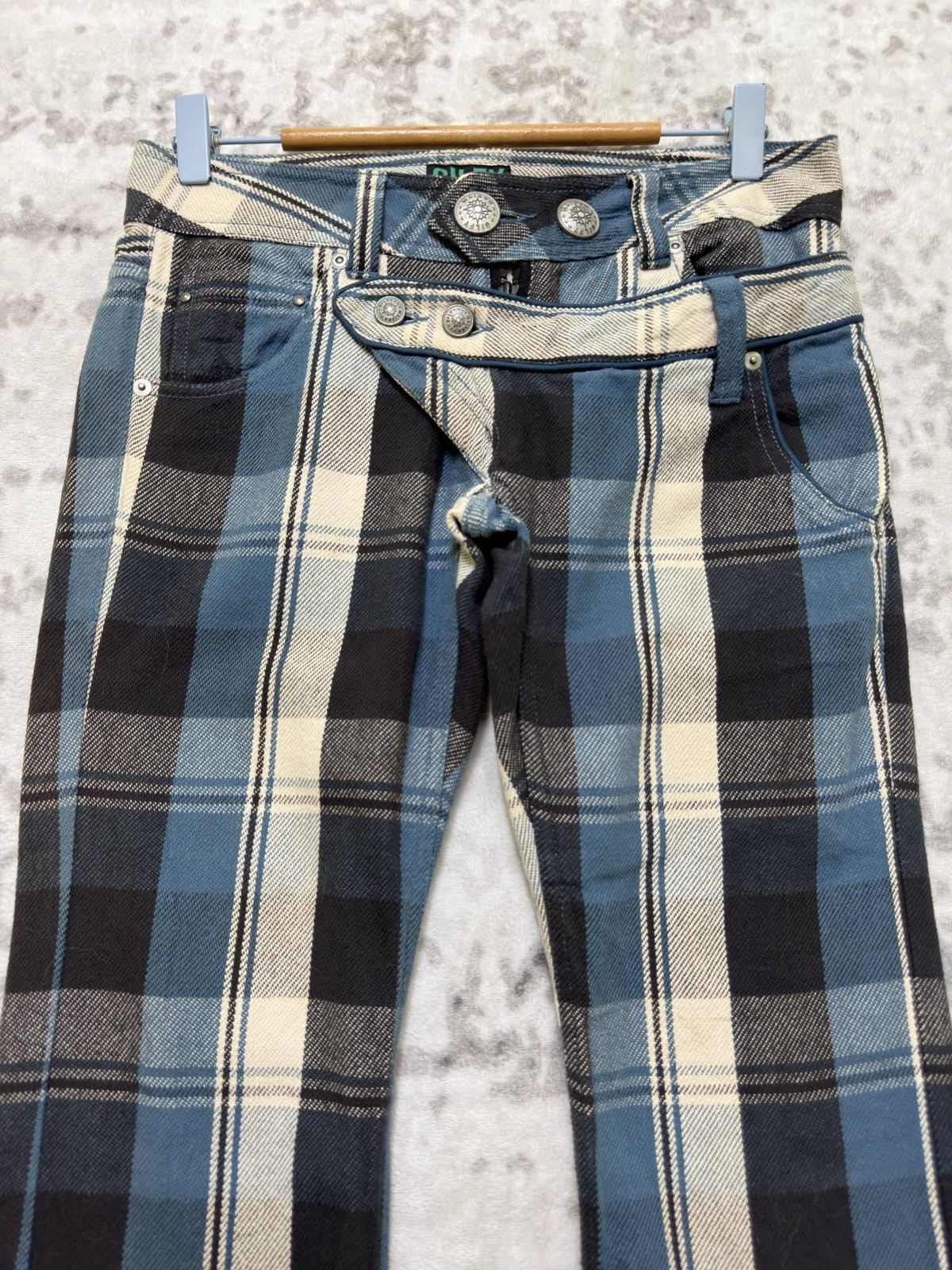Kapital Vintage Gilfy Plaid Flare Double Waist Low Rise Cropped Pant Size US 28 / EU 44 - 3 Thumbnail