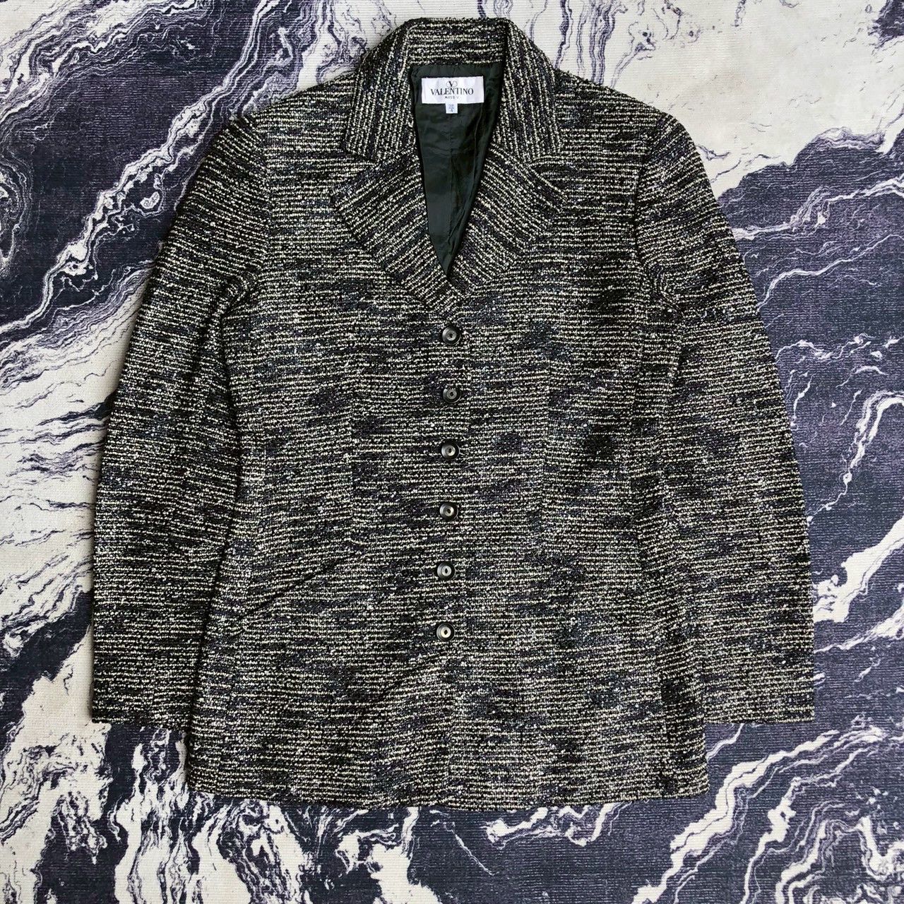 Valentino Vintage 90s Valentino Miss V Textured Tweed Jacket Size XS / US 0-2 / IT 36-38 - 1 Thumbnail