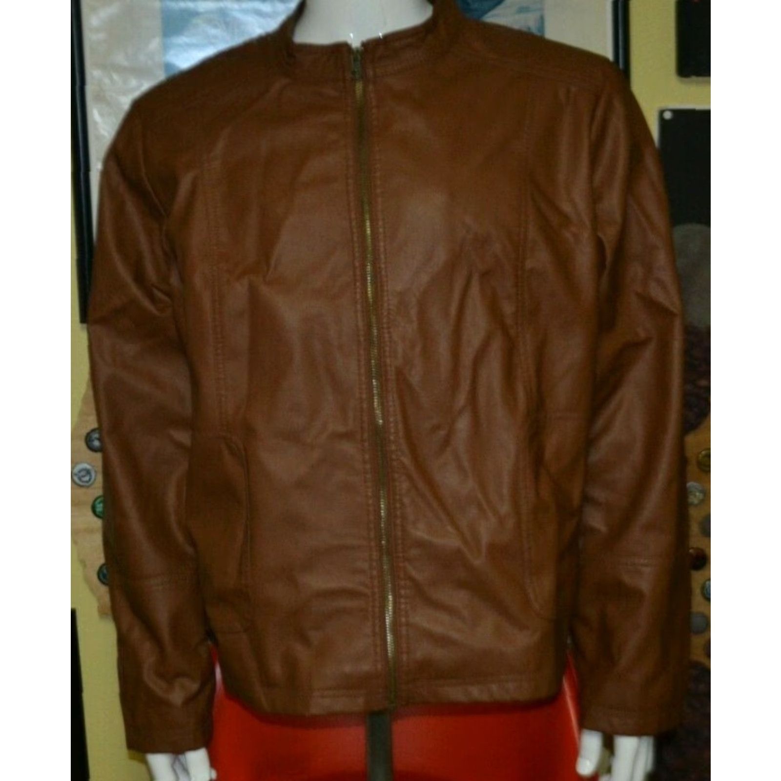 Faded Glory Womens Faded Glory Lightweight Brown Leather Racing Jacket 3XL Jacket Womens Brown Leather Racing Jacket 3XL Lightweight Zip Up Womens Faded Glory Size XXL / US 16-18 / IT 52-54 - 2 Thumbnail