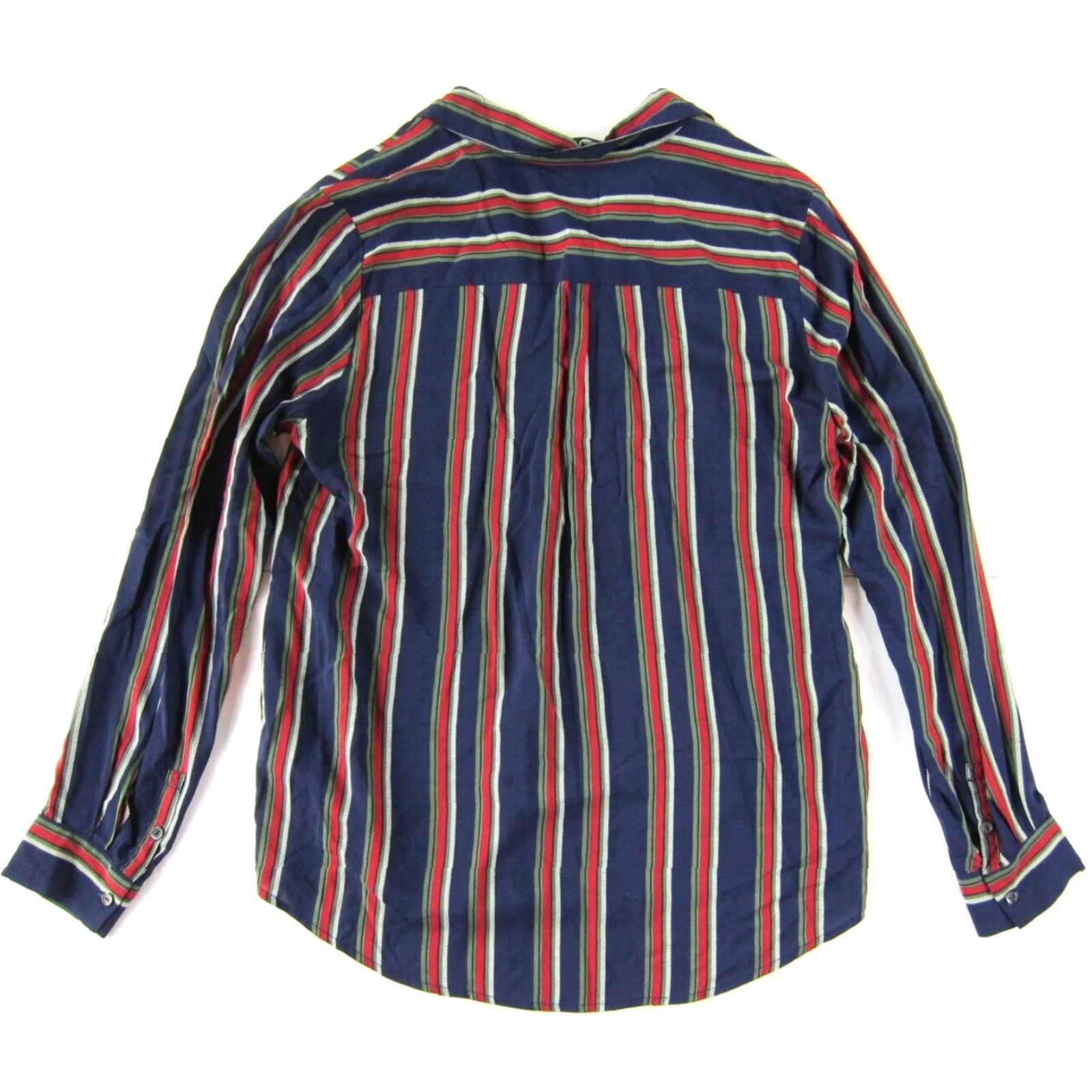 Velvet VINTAGE Velvet Graham & Spencer Blouse Stripe Collar Long Sleeve M Blue Red Green Rayon Size M / US 6-8 / IT 42-44 - 2 Thumbnail