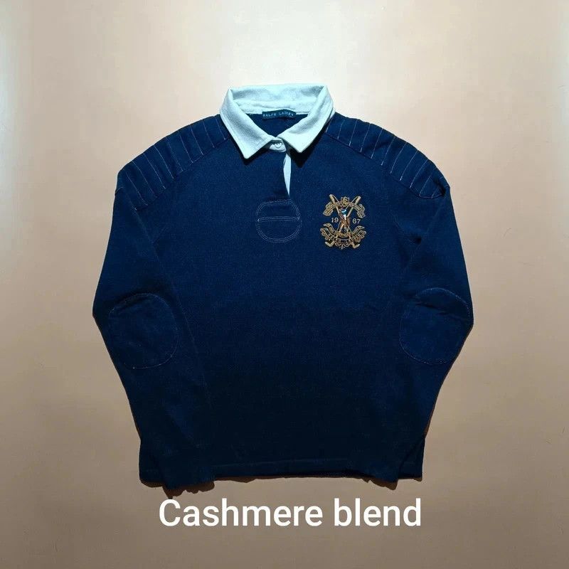 Ralph Lauren Ralph Lauren Blue Cashmere Blend Polo Shirt M Big Logo Size US M / EU 48-50 / 2 - 1 Thumbnail