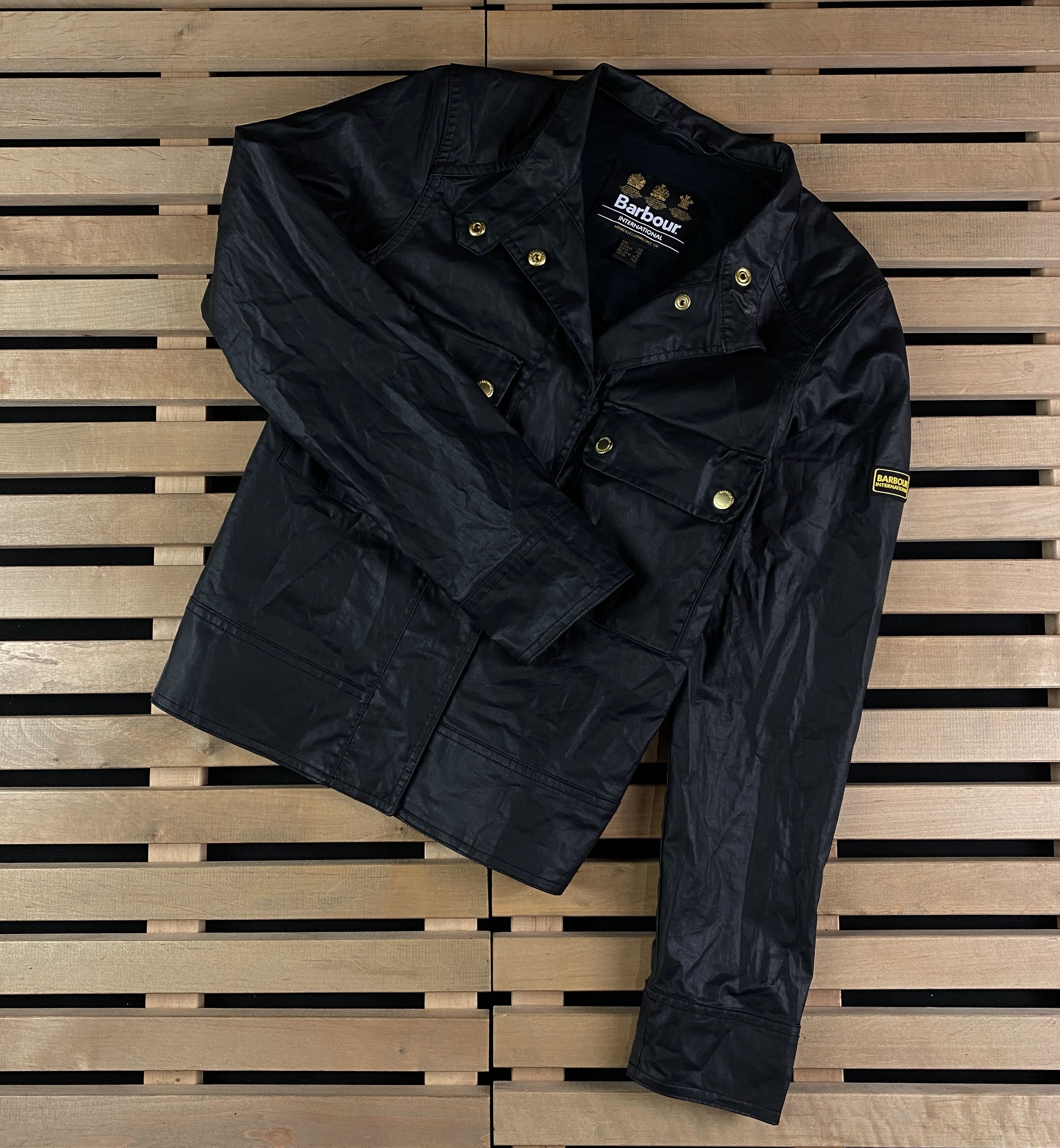image of Women’S Bomber Jacket Barbour Trackrace Casual Size Us 8 in Black, Women's