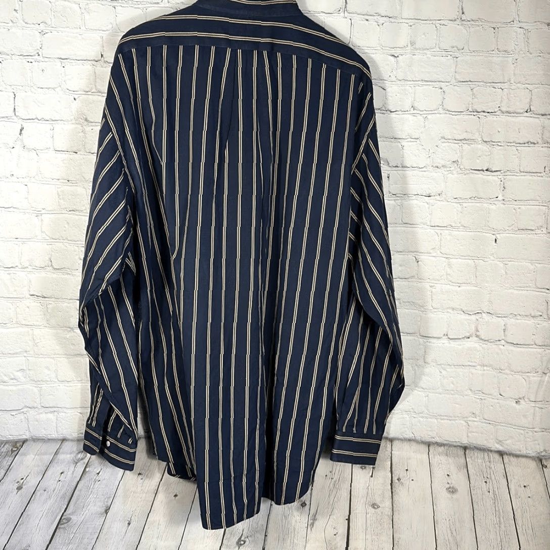 Ralph Lauren VINTAGE Ralph Lauren Crest Shield Shirt Mens XXL Blue Navy Gold Striped Blaire Size US XXL / EU 58 / 5 - 4 Thumbnail
