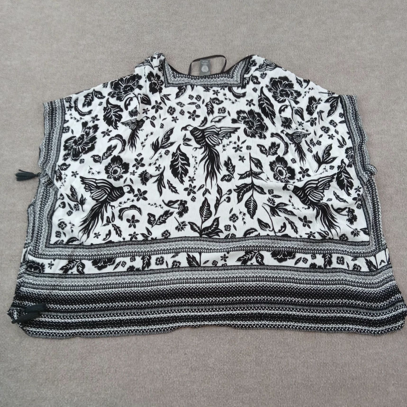 Vince Camuto Vince Camuto Womens Cardigan Sweater Open Front White Black Bird Pattern Rayon Fall Spring Winter Size ONE SIZE - 7 Thumbnail